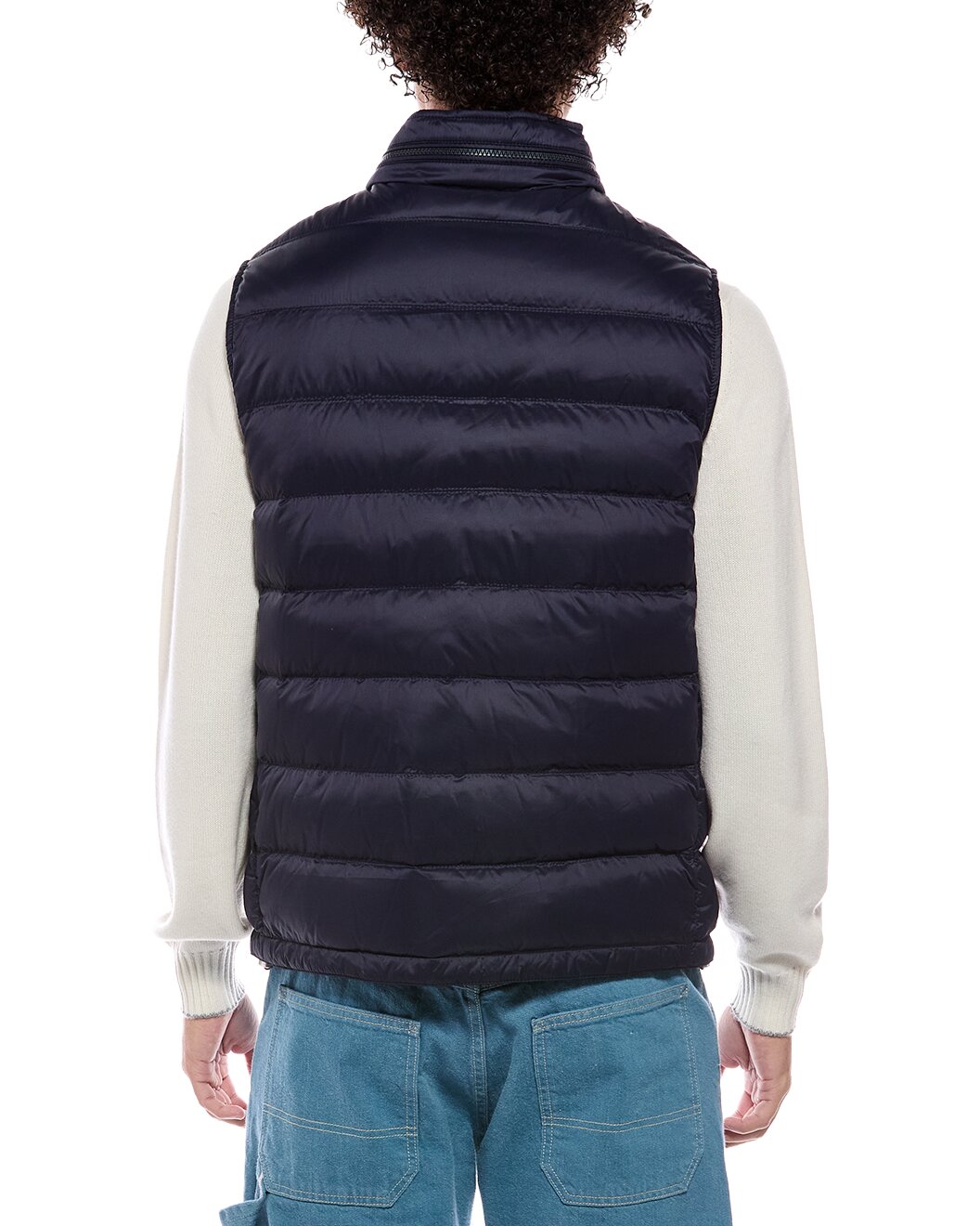 BRUNELLO CUCINELLI MEN'S NAVY QUILTED ZIP FRONT JACKET
