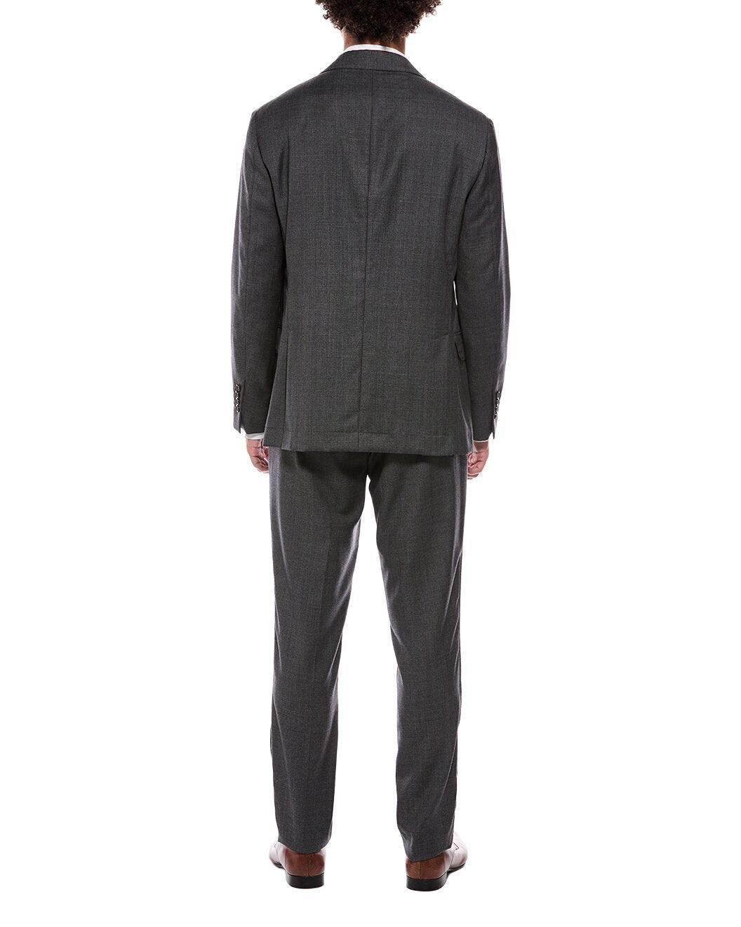 BRUNELLO CUCINELLI MEN'S MEDIUM GREY WOOL TWO BUTTON SUIT
