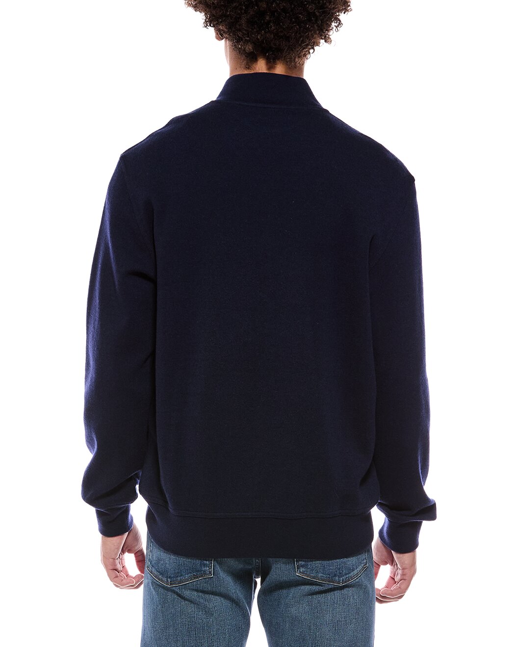 BRUNELLO CUCINELLI MEN'S NAVY WOOL ZIP FRONT BOMBER JACKET
