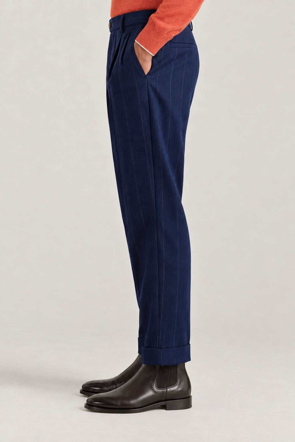BRUNELLO CUCINELLI MEN'S COLORFUL BLUE WOOL TROUSERS