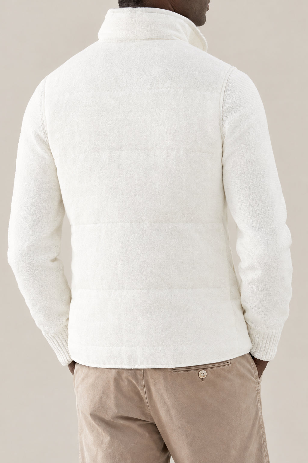 BRUNELLO CUCINELLI MEN'S OFF WHITE BUTTON FRONT JACKET