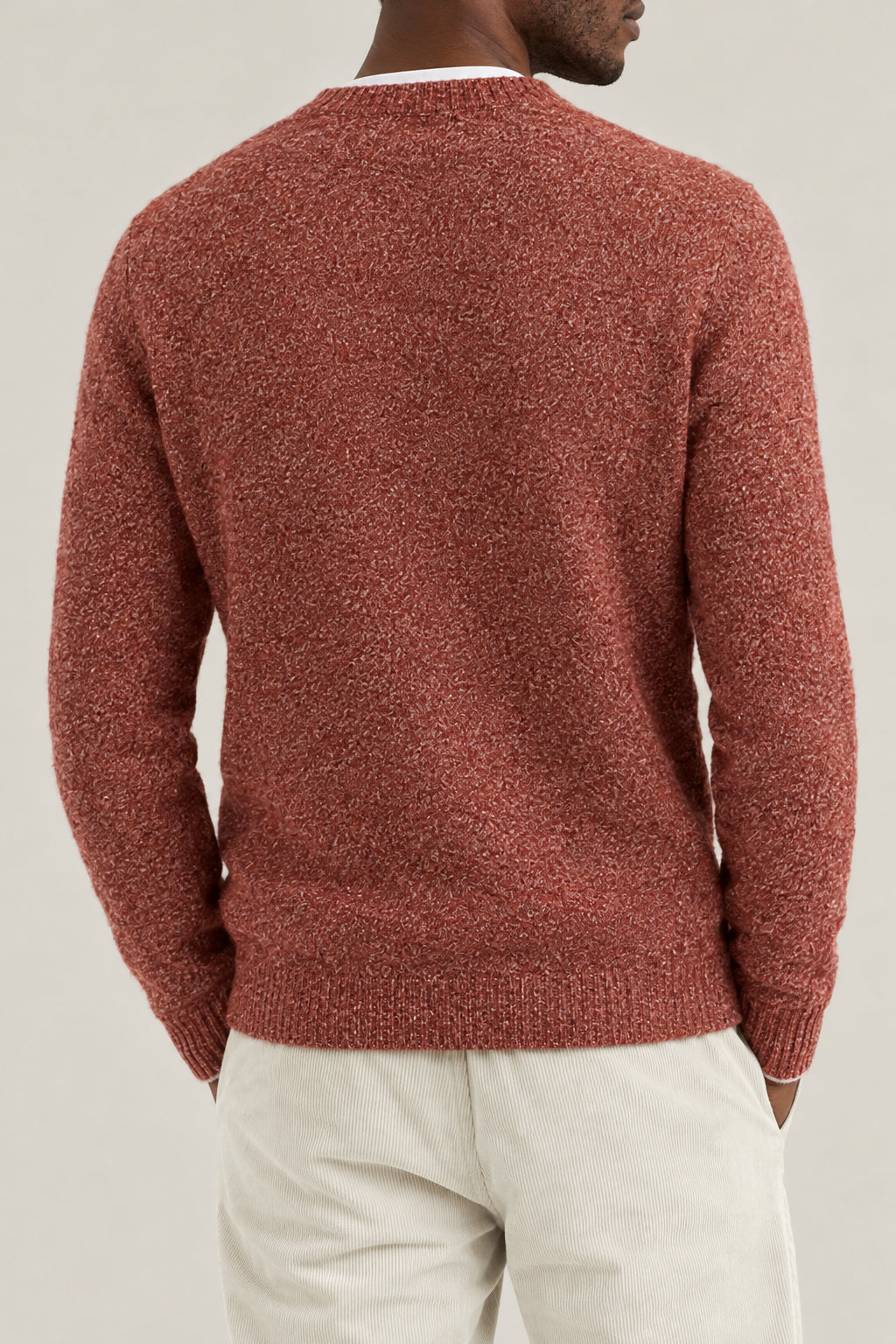 BRUNELLO CUCINELLI MEN'S CORAL WOOL BLEND CREWNECK SWEATER