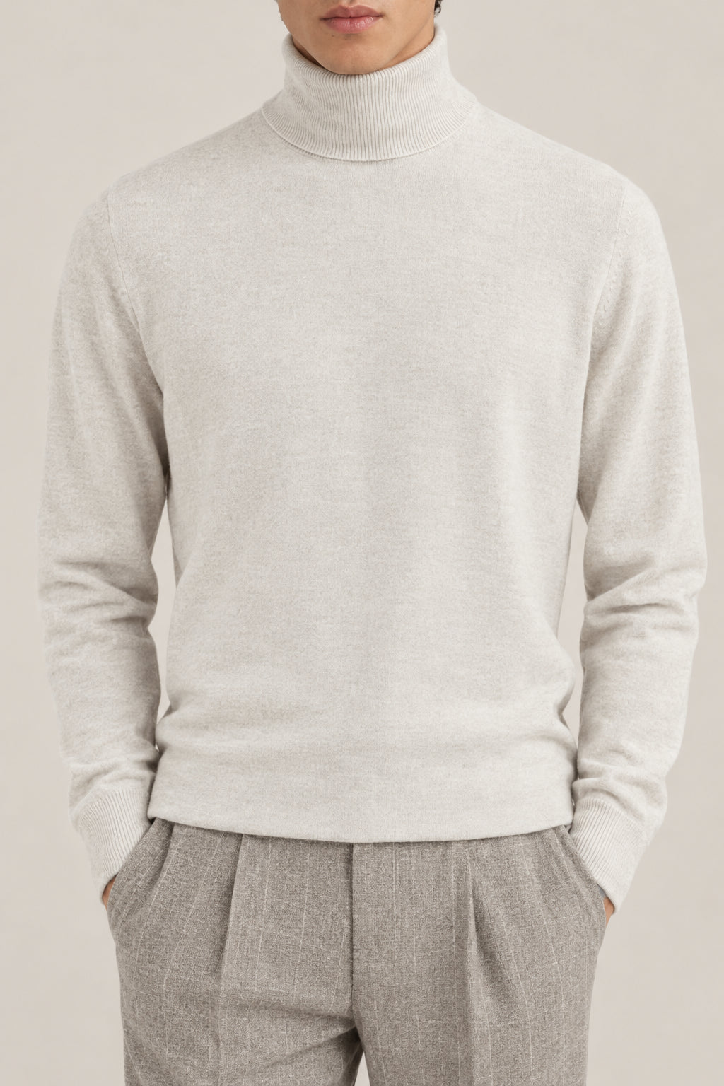 BRUNELLO CUCINELLI MEN'S STONE WOOL TURTLENECK SWEATER