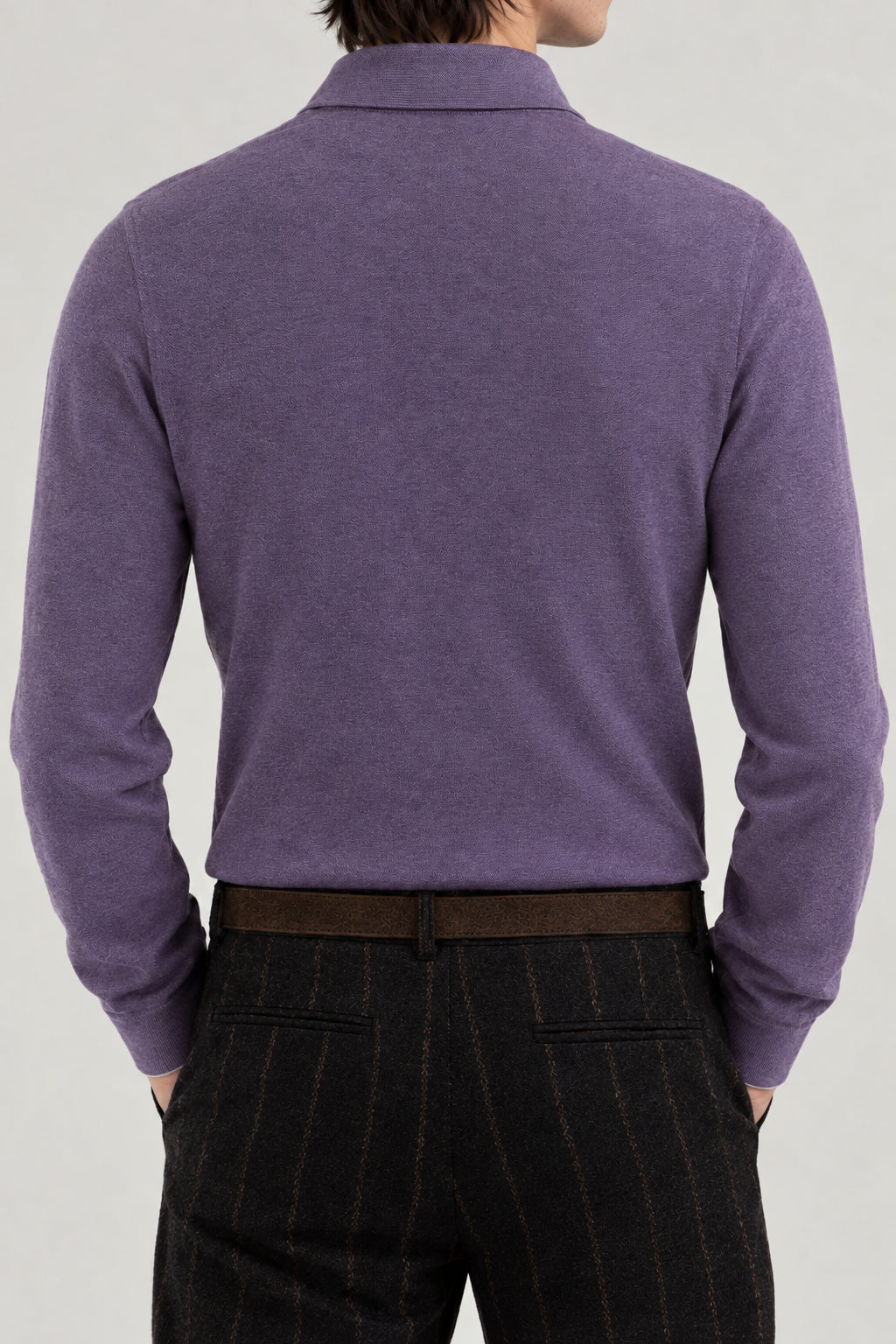 BRUNELLO CUCINELLI MEN'S IRIS WOOL SILK LONG SLEEVE POLO SWEATER