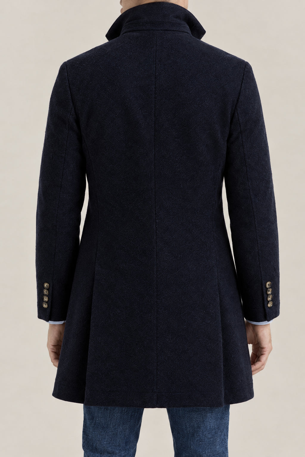 BRUNELLO CUCINELLI MEN'S NAVY WOOL SINGLE BREASTED JACKET