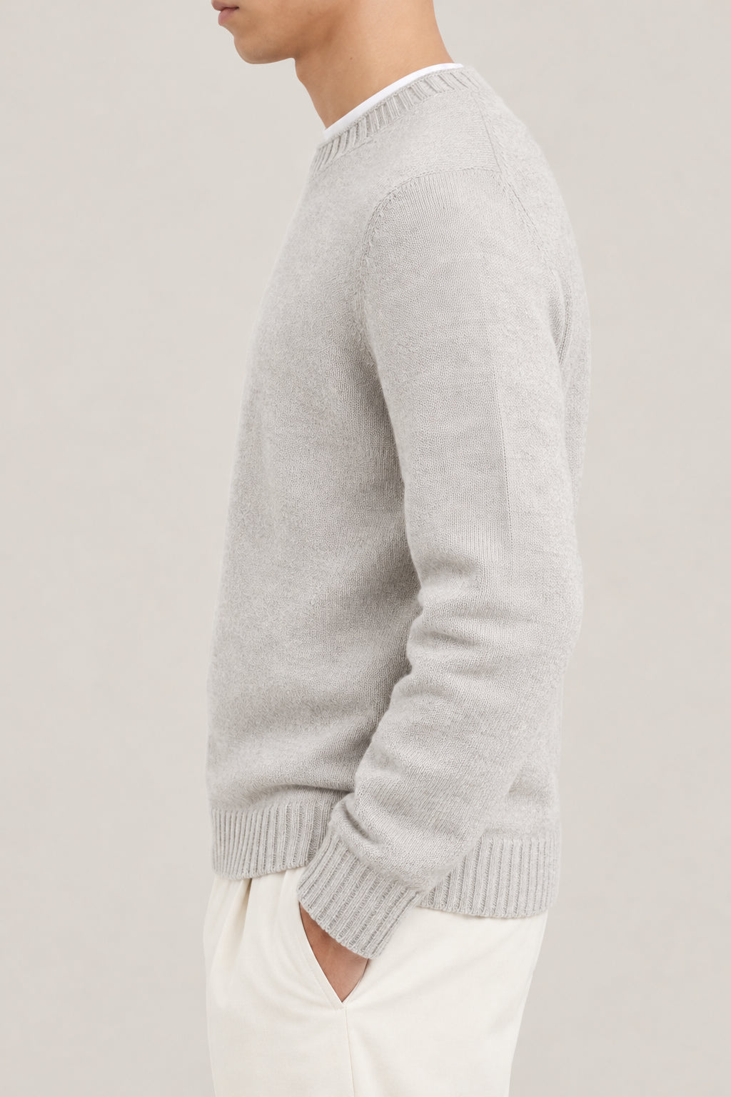 BRUNELLO CUCINELLI MEN'S STONE WOOL CREWNECK SWEATER