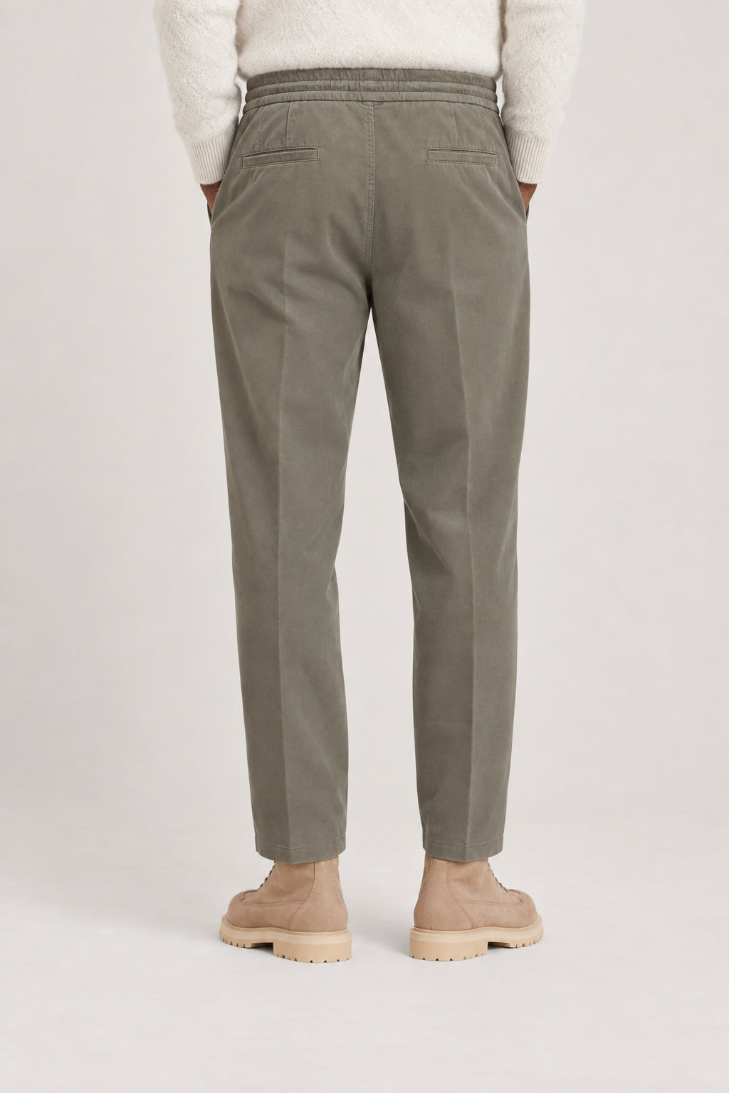 BRUNELLO CUCINELLI MEN'S MILITARY COTTON PLEATED TROUSERS