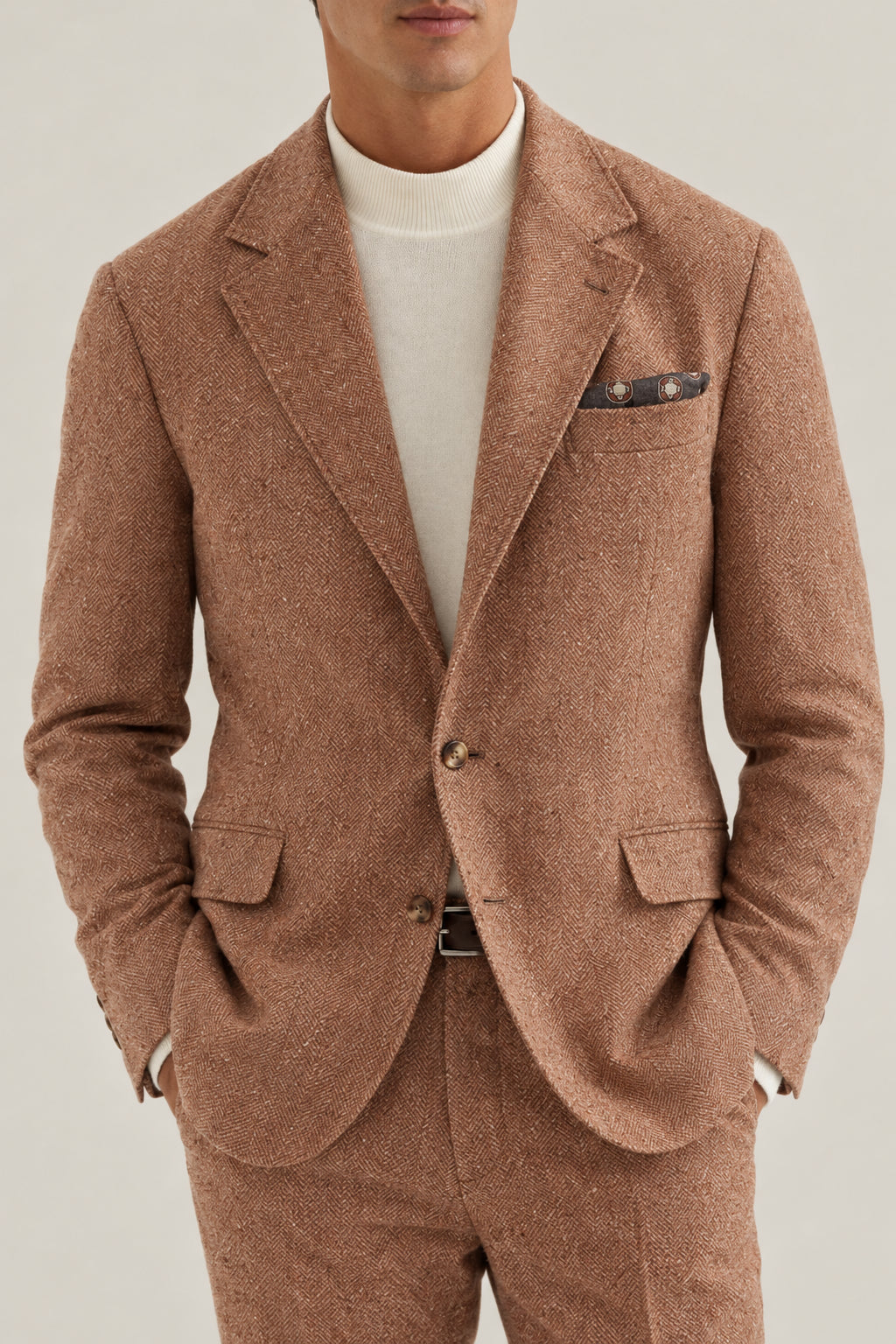 BRUNELLO CUCINELLI MEN'S AUTUMN CAPSULES WOOL HERRINGBONE BLAZER