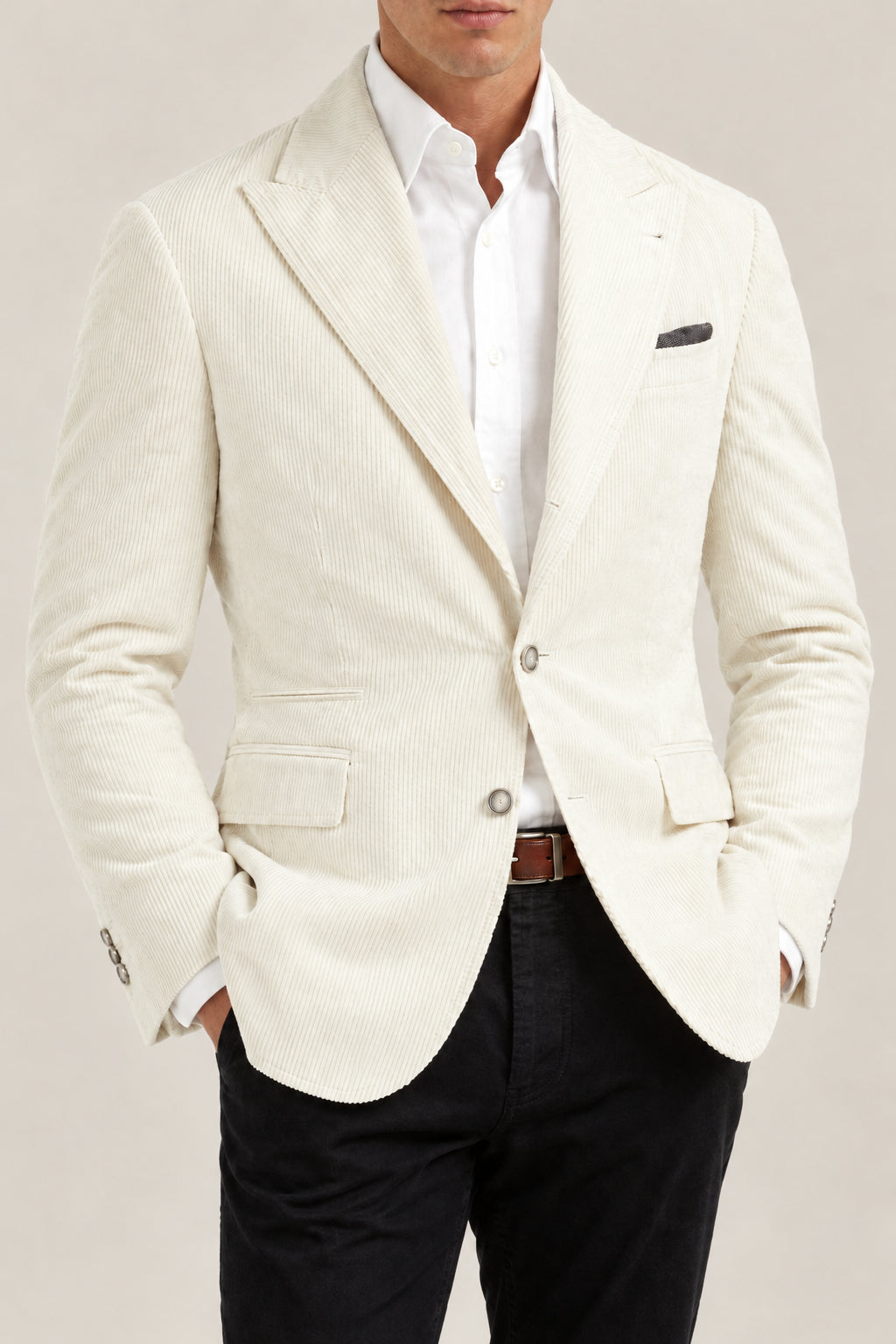 BRUNELLO CUCINELLI MEN'S MILK COTTON CORDUROY BLAZER