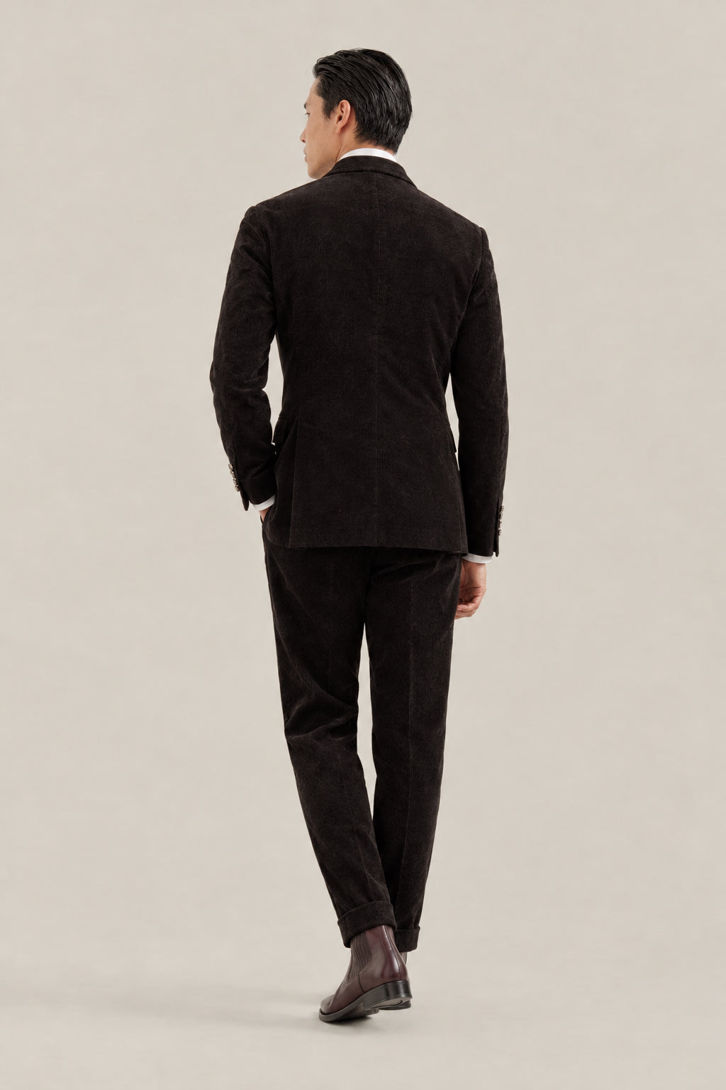 BRUNELLO CUCINELLI MEN'S BLACK WOOL BLEND DOUBLE BREASTED SUIT
