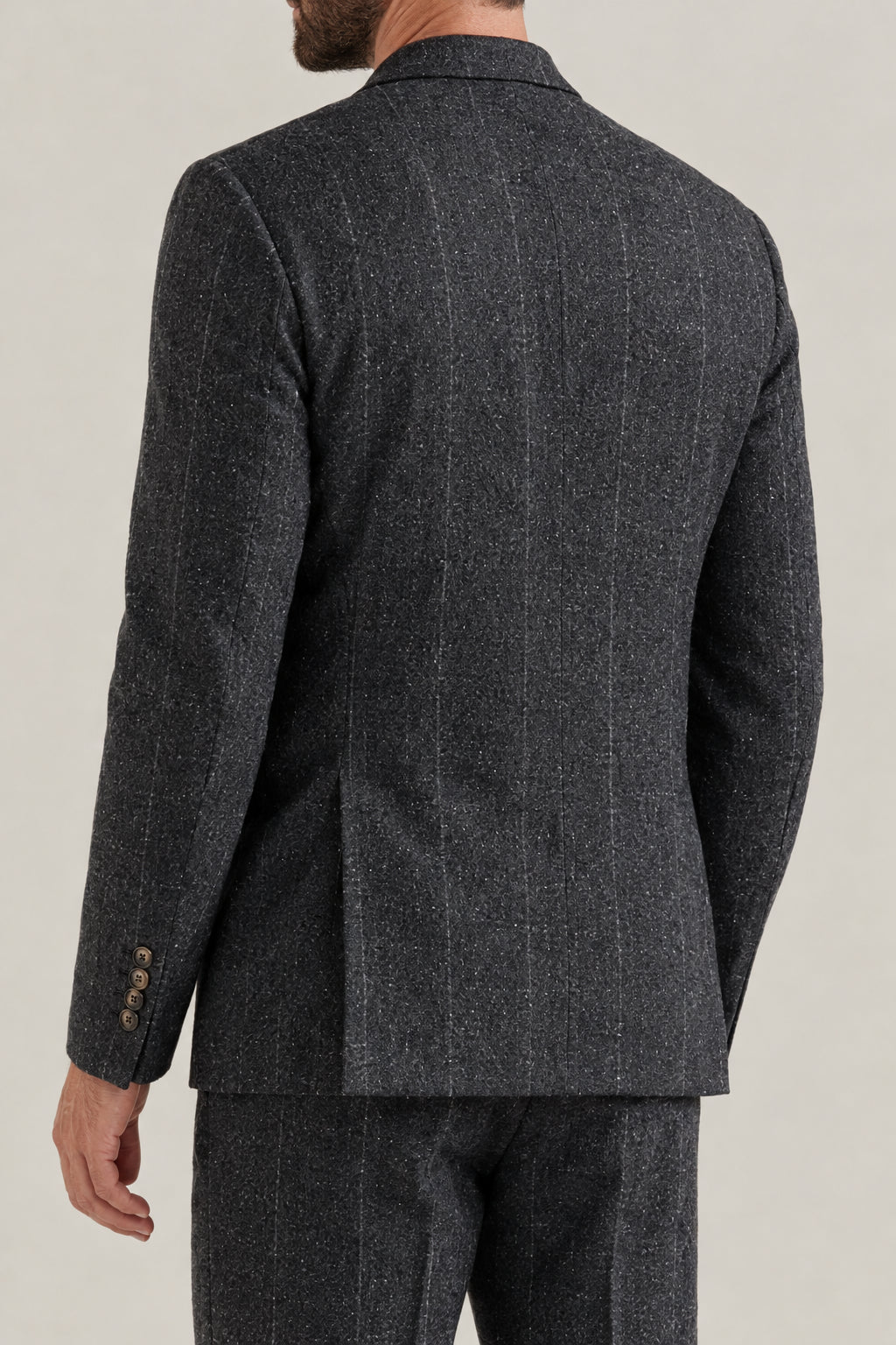 BRUNELLO CUCINELLI MEN'S ANTHRACITE WOOL SILK PINSTRIPE BLAZER