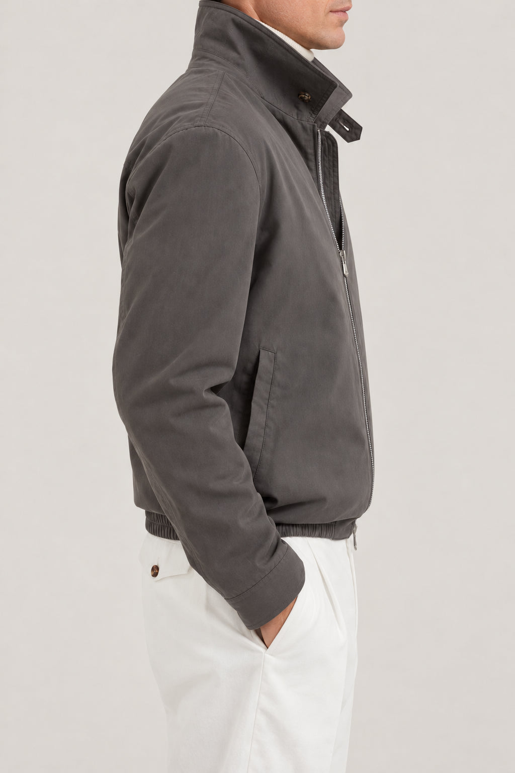 BRUNELLO CUCINELLI MEN'S GREY ZIP FRONT CASUAL JACKET