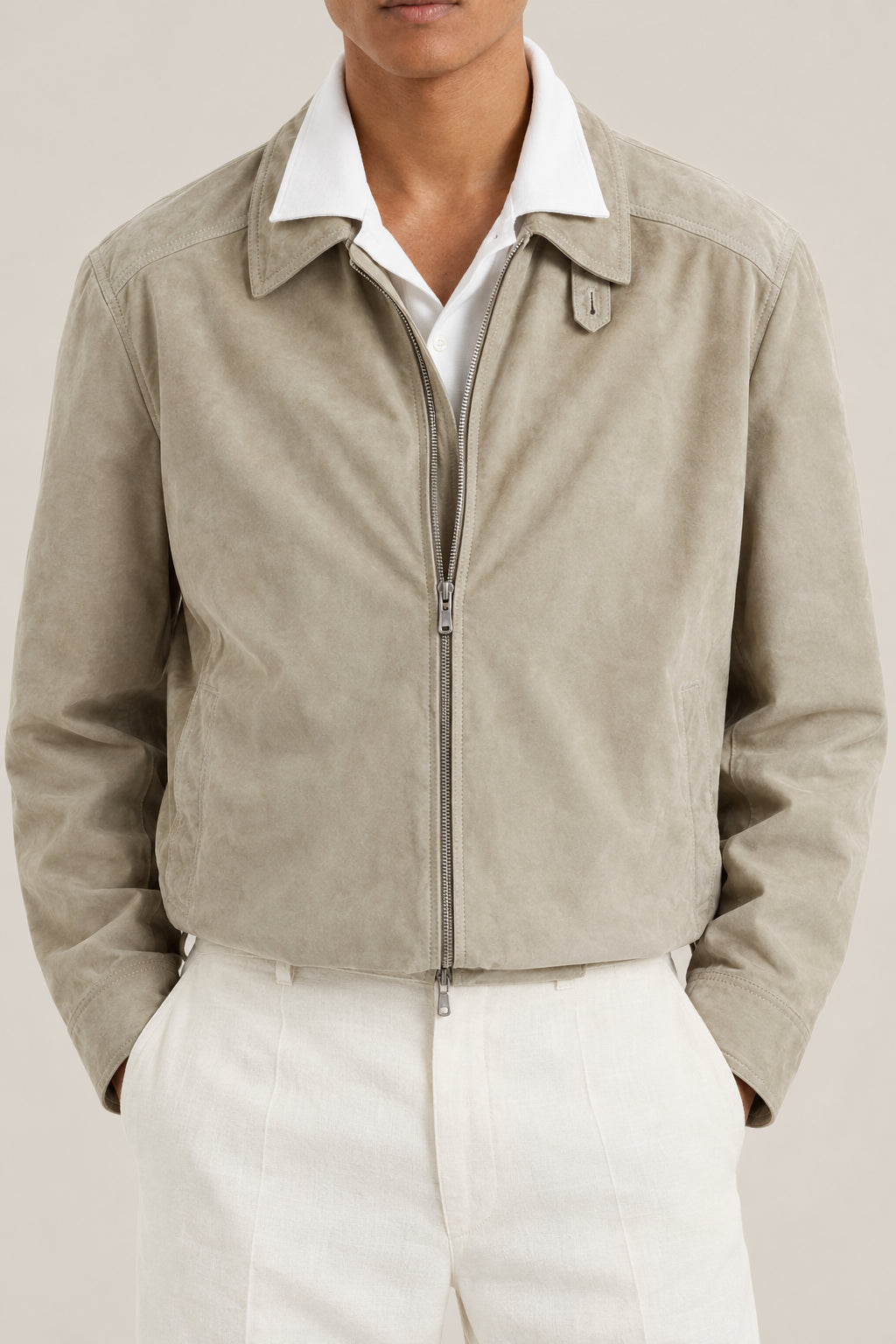 BRUNELLO CUCINELLI MEN'S JACKFRUIT LEATHER ZIP FRONT JACKET