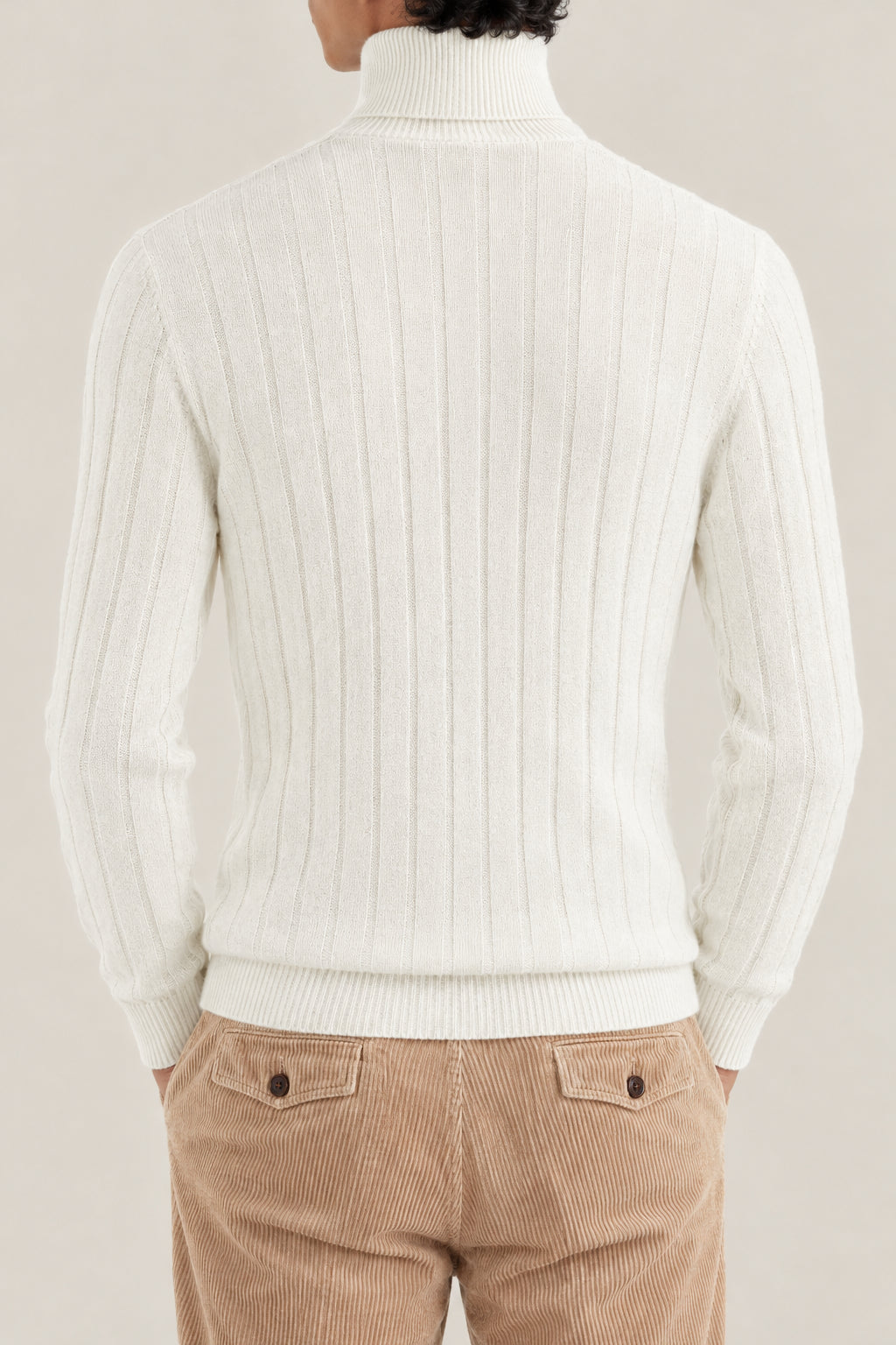 BRUNELLO CUCINELLI MEN'S PANAMA WOOL RIBBED TURTLENECK SWEATER