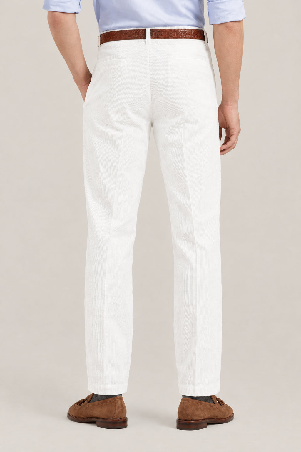 BRUNELLO CUCINELLI MEN'S SNOW COTTON STRAIGHT TROUSERS