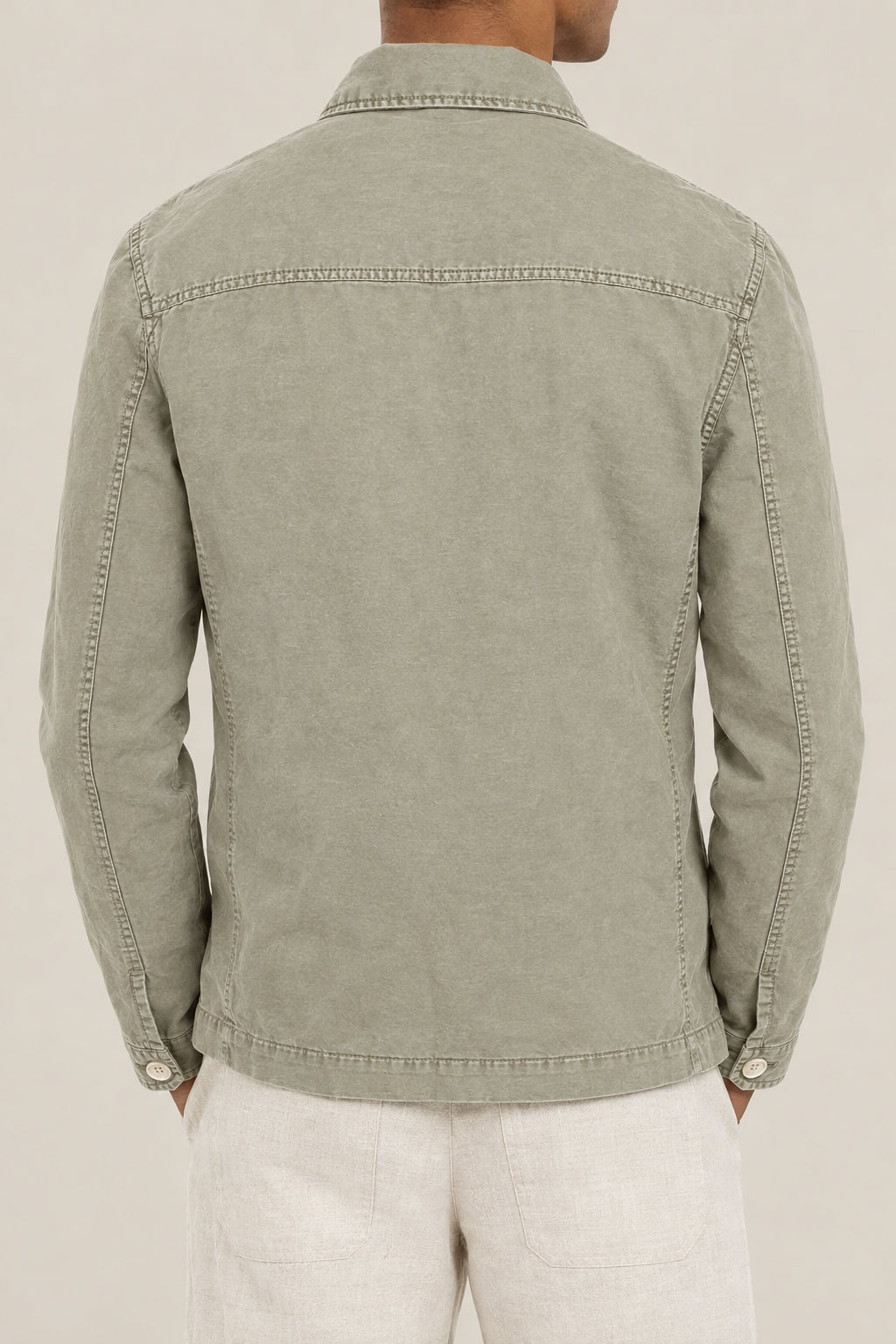 BRUNELLO CUCINELLI MEN'S SAGE COTTON LINEN PATCH POCKET JACKET