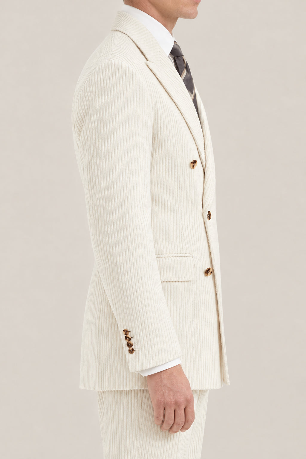 BRUNELLO CUCINELLI MEN'S MILK DOUBLE BREASTED COTTON BLAZER