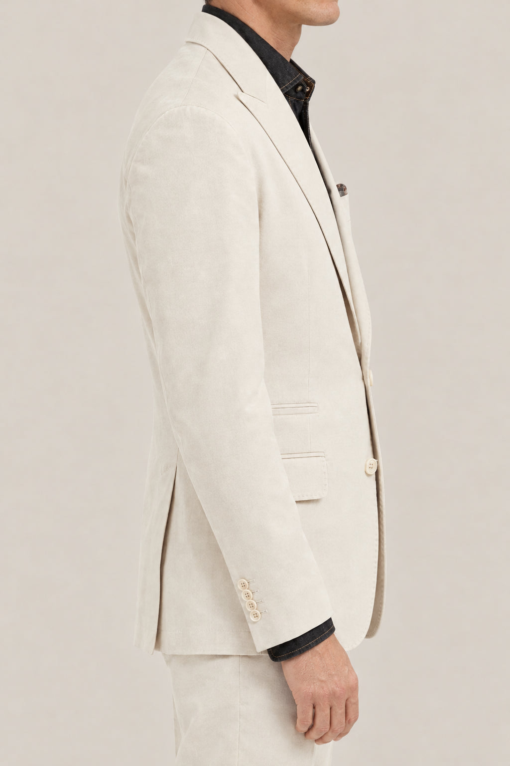 BRUNELLO CUCINELLI MEN'S FLAX SEEDS COTTON WOOL BLEND BLAZER