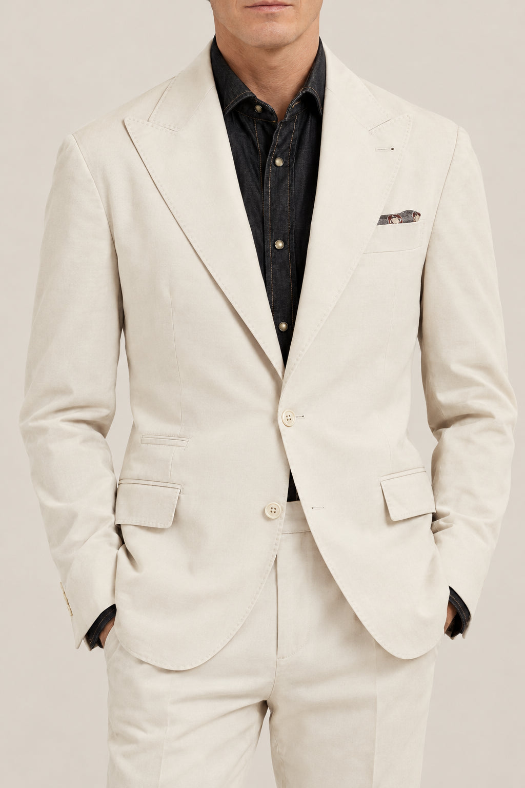 BRUNELLO CUCINELLI MEN'S FLAX SEEDS COTTON WOOL BLEND BLAZER