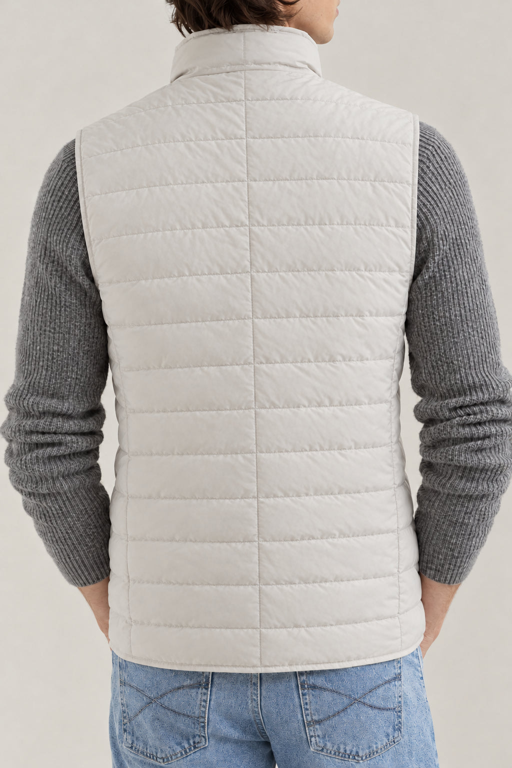 BRUNELLO CUCINELLI MEN'S ICE QUILTED ZIP FRONT VEST