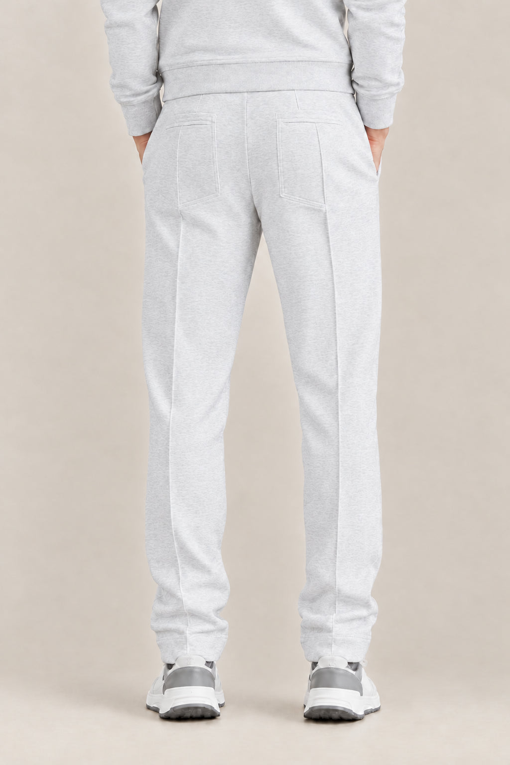 BRUNELLO CUCINELLI MEN'S PEARL GRAY COTTON BLEND GYM TROUSERS