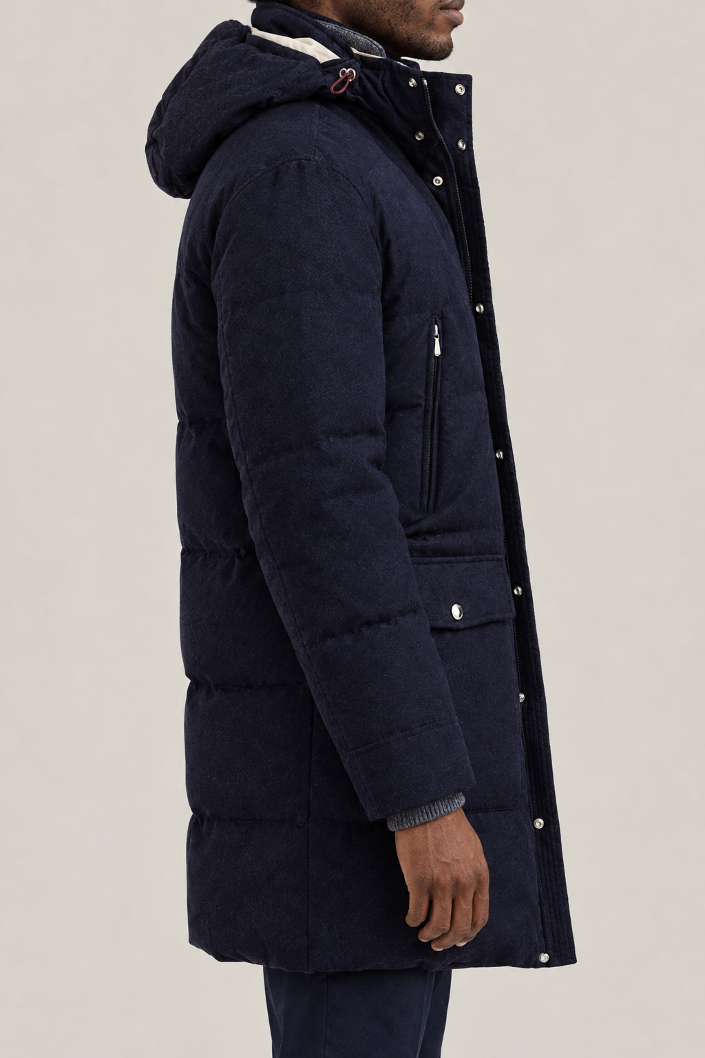 BRUNELLO CUCINELLI MEN'S BLUE WOOL PADDED JACKET