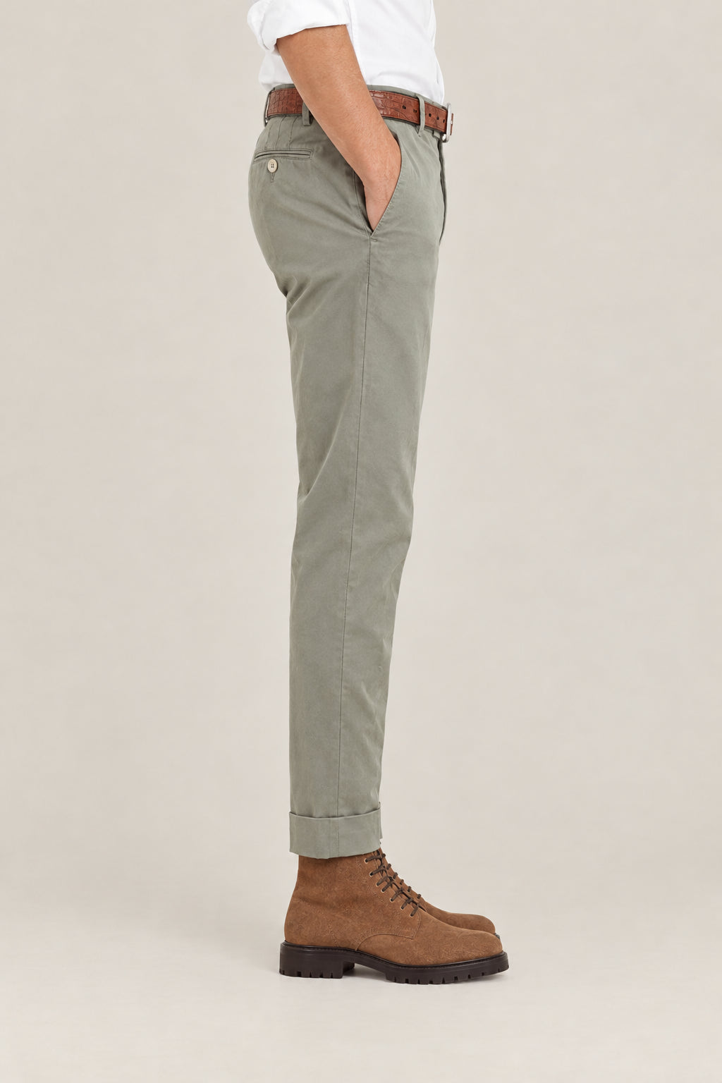 BRUNELLO CUCINELLI MEN'S MILITARY COTTON TAPERED TROUSERS