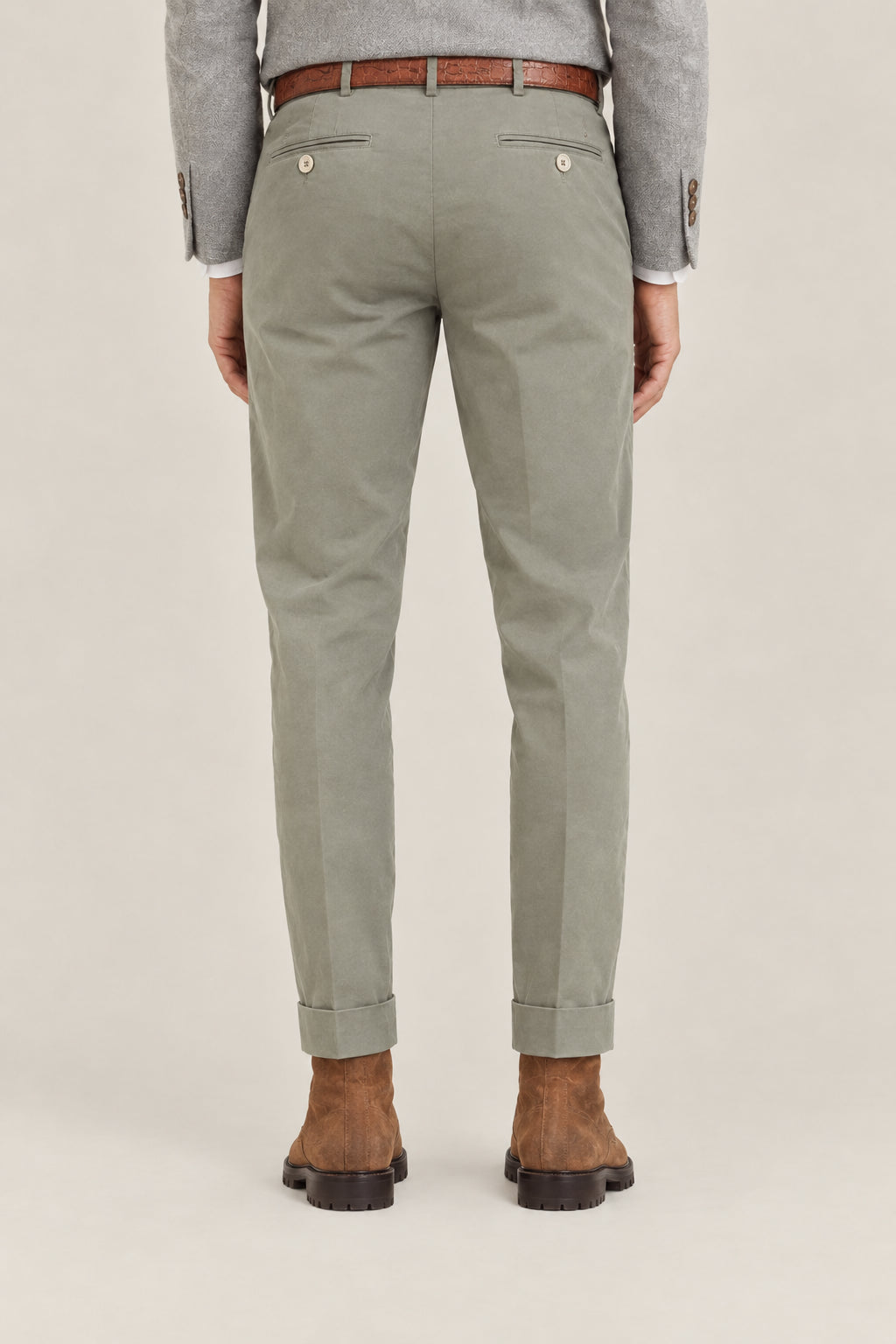 BRUNELLO CUCINELLI MEN'S MILITARY COTTON TAPERED TROUSERS