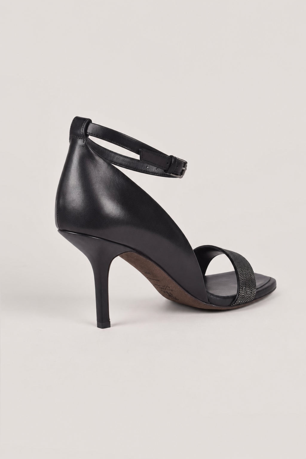 BRUNELLO CUCINELLI WOMEN'S BLACK LEATHER ANKLE STRAP SANDAL