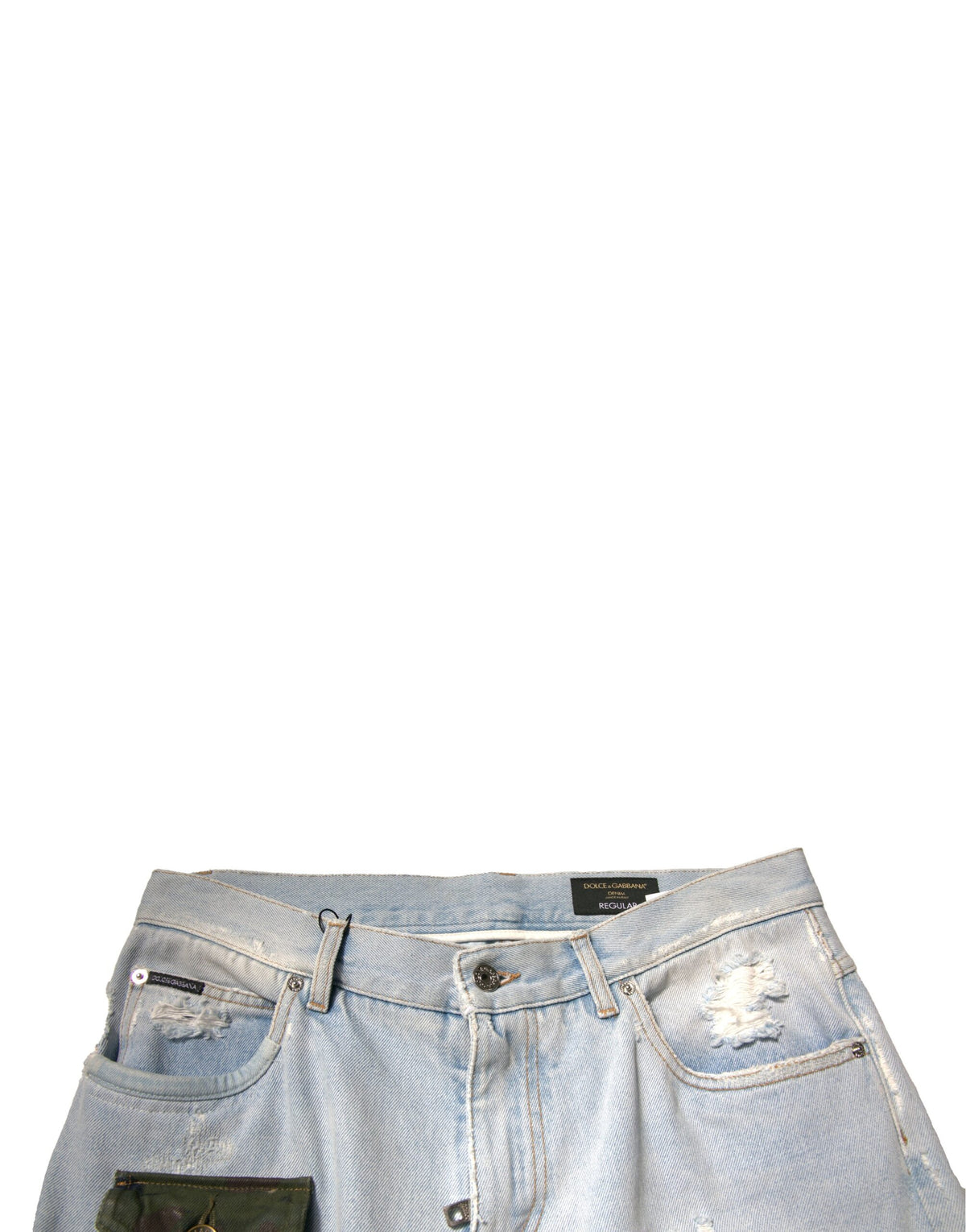Dolce & Gabbana Light Blue Cotton Cargo Straight Denim Jeans