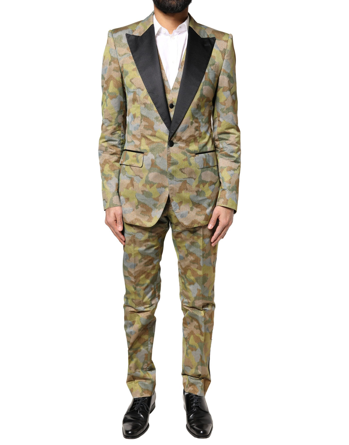 Dolce & Gabbana Multicolor Camouflage SICILIA 3 Piece Suit