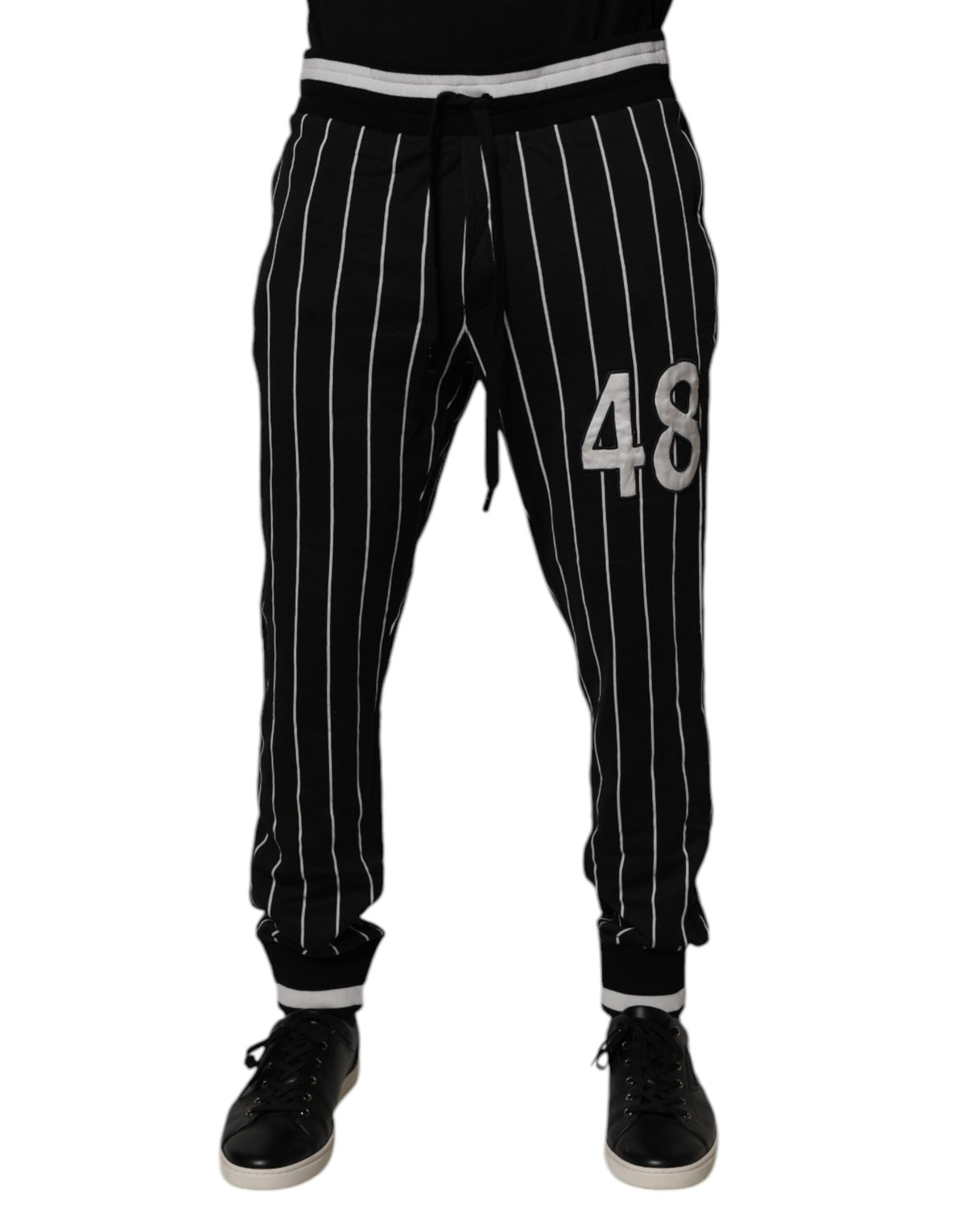 Dolce & Gabbana Black White Stripes Jogger Sweatpants Pants