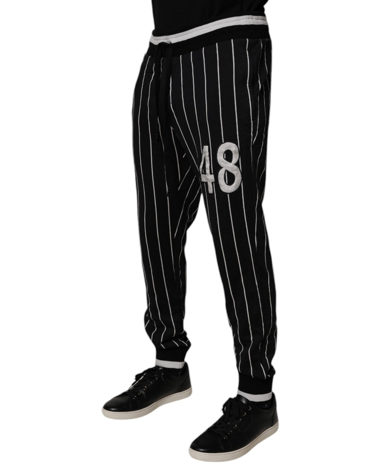 Dolce & Gabbana Black White Stripes Jogger Sweatpants Pants