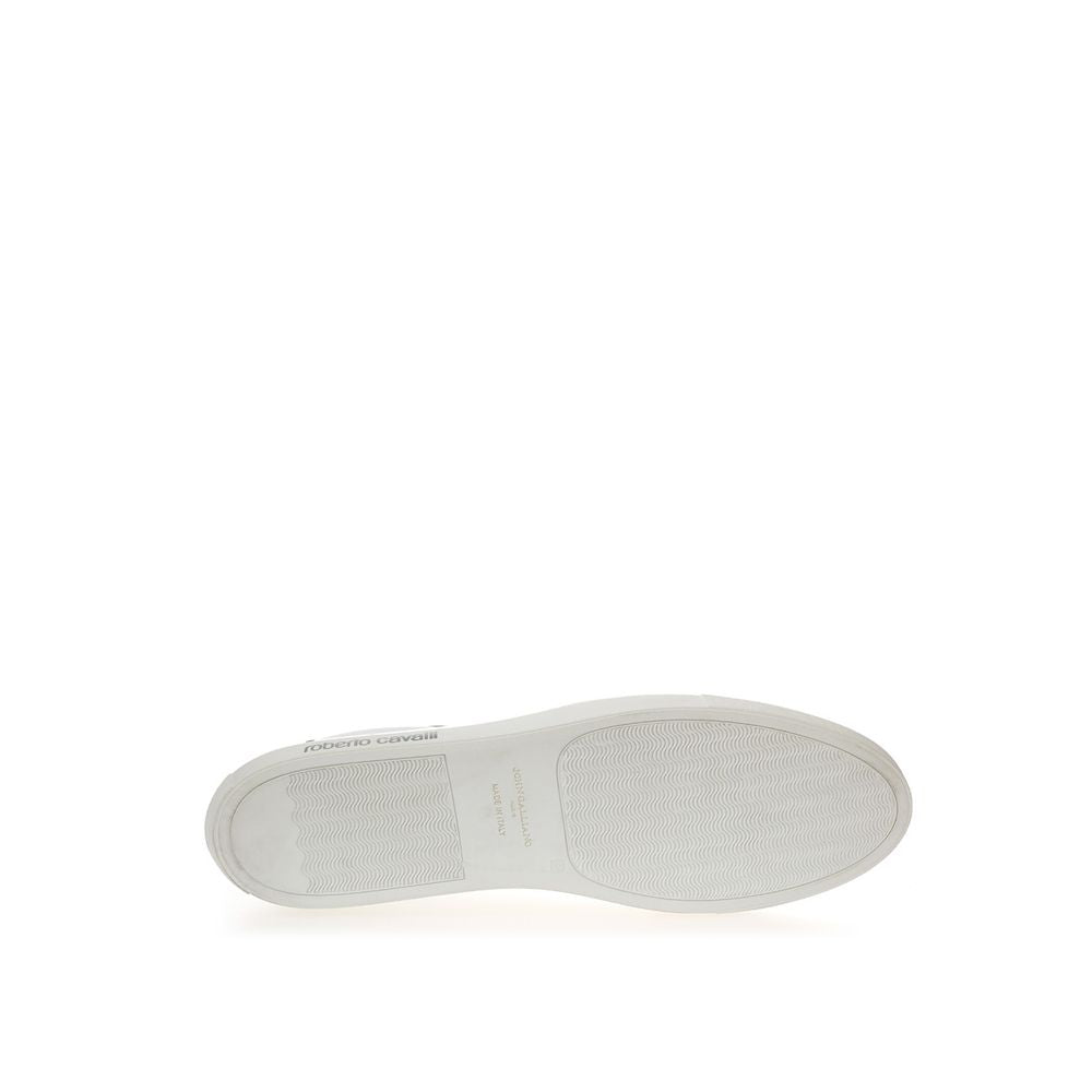 Roberto Cavalli White Leather Low Top Sneakers