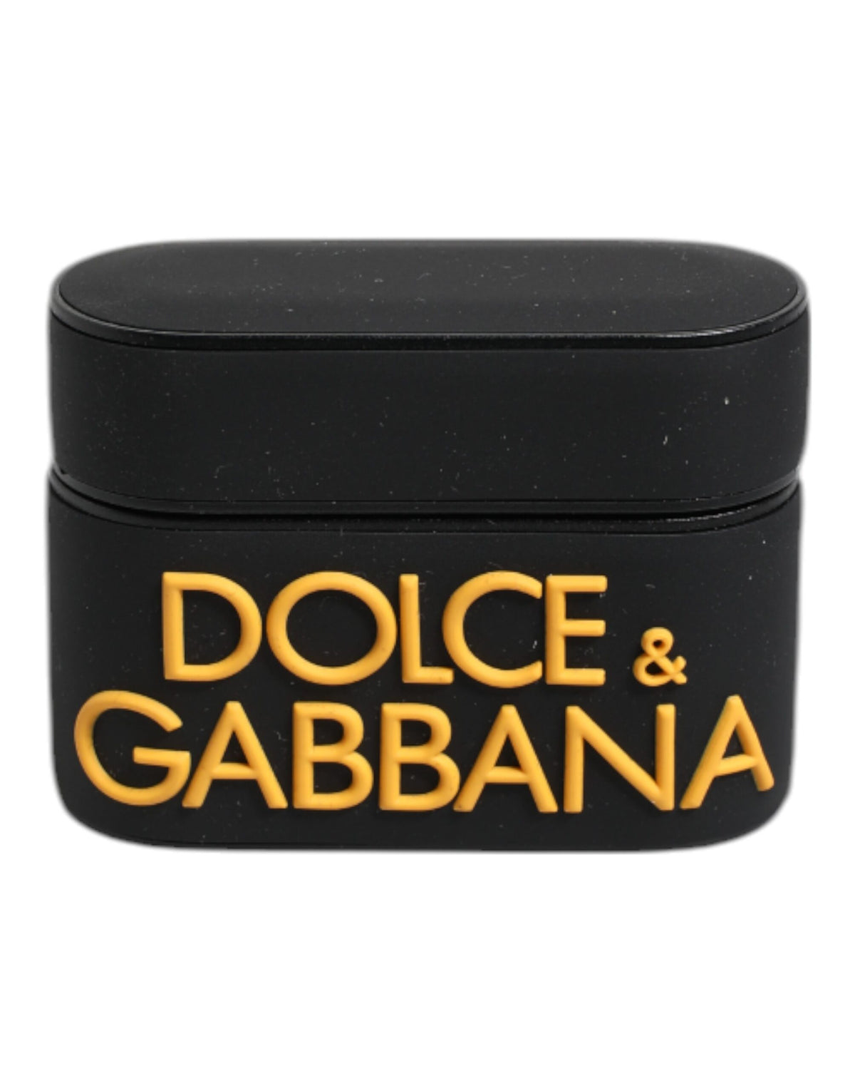 Dolce & Gabbana Black Yellow Silicone Embossed Logo Airpods Case