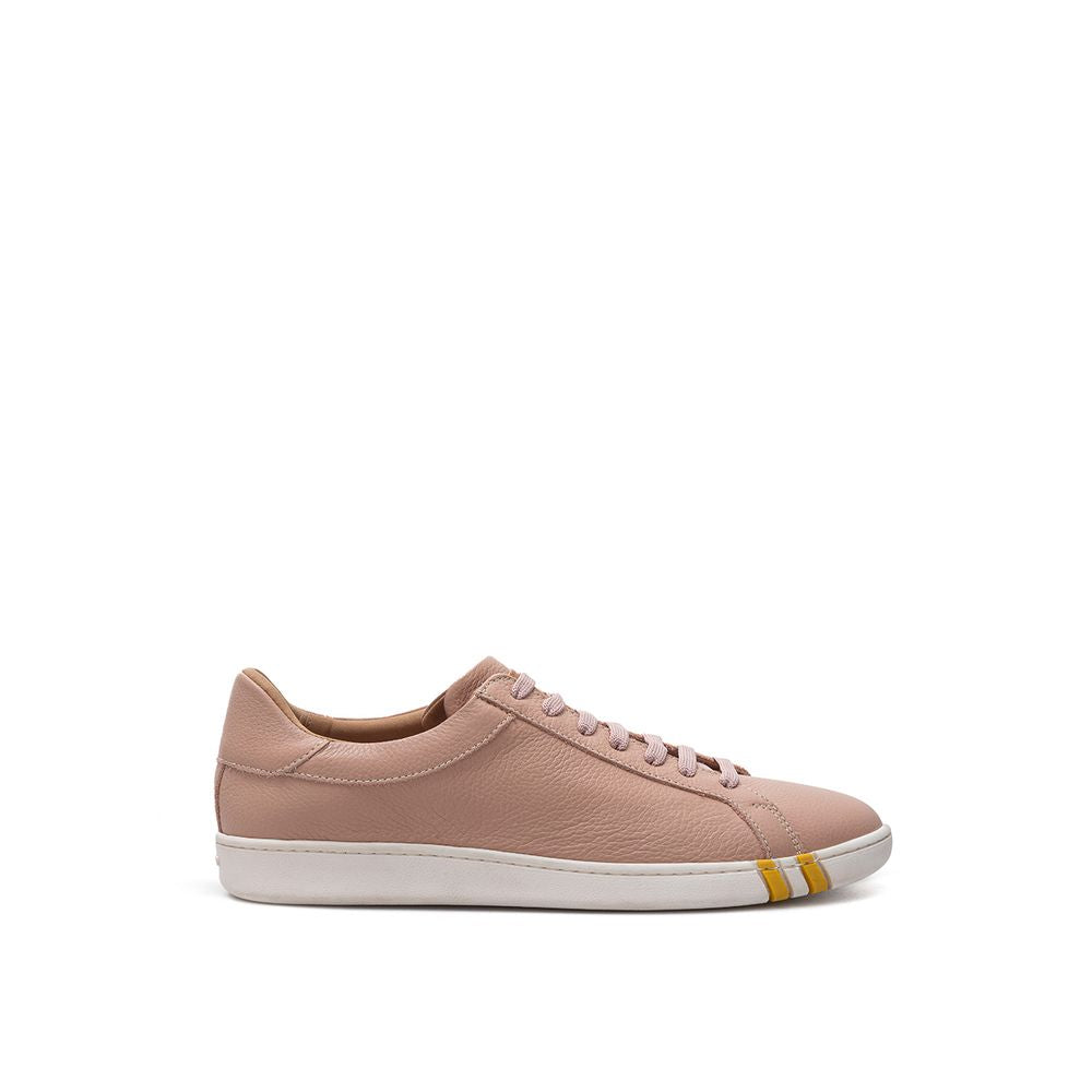 Bally Pink Fabric And Leather Low Top Sneakers