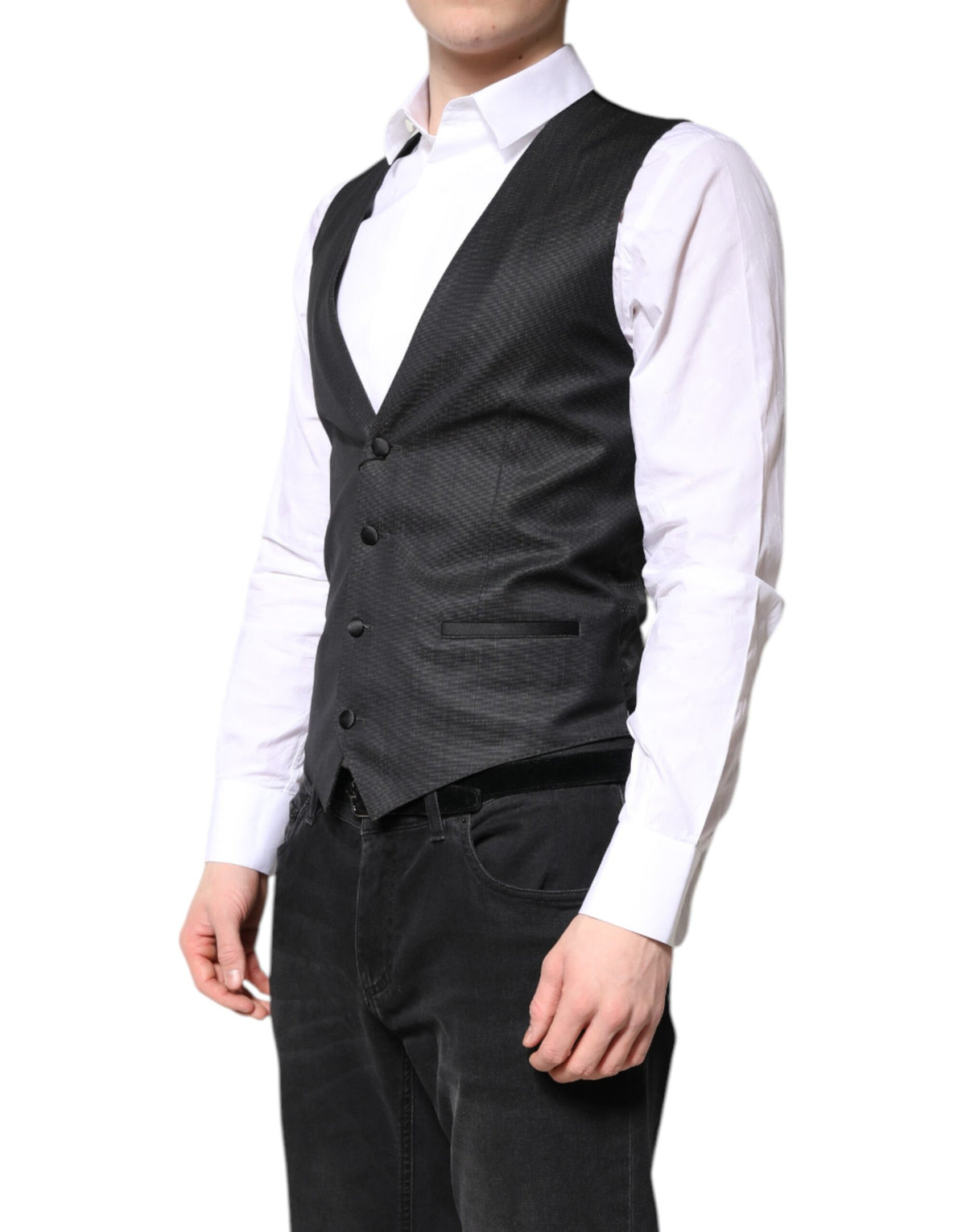 Dolce & Gabbana Black Wool Waistcoat Dress Formal Vest