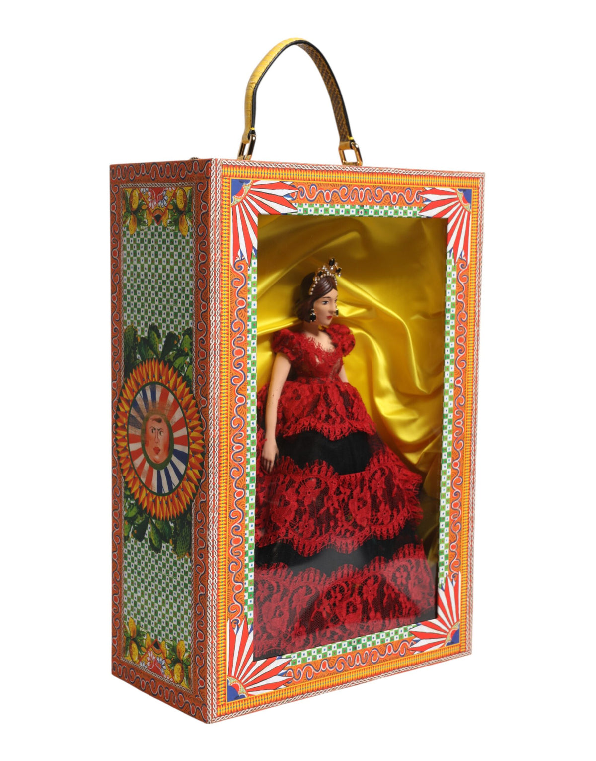 Dolce & Gabbana Red Dress Ceramic Porcelain Fashion Box Leather Sicily Dolls