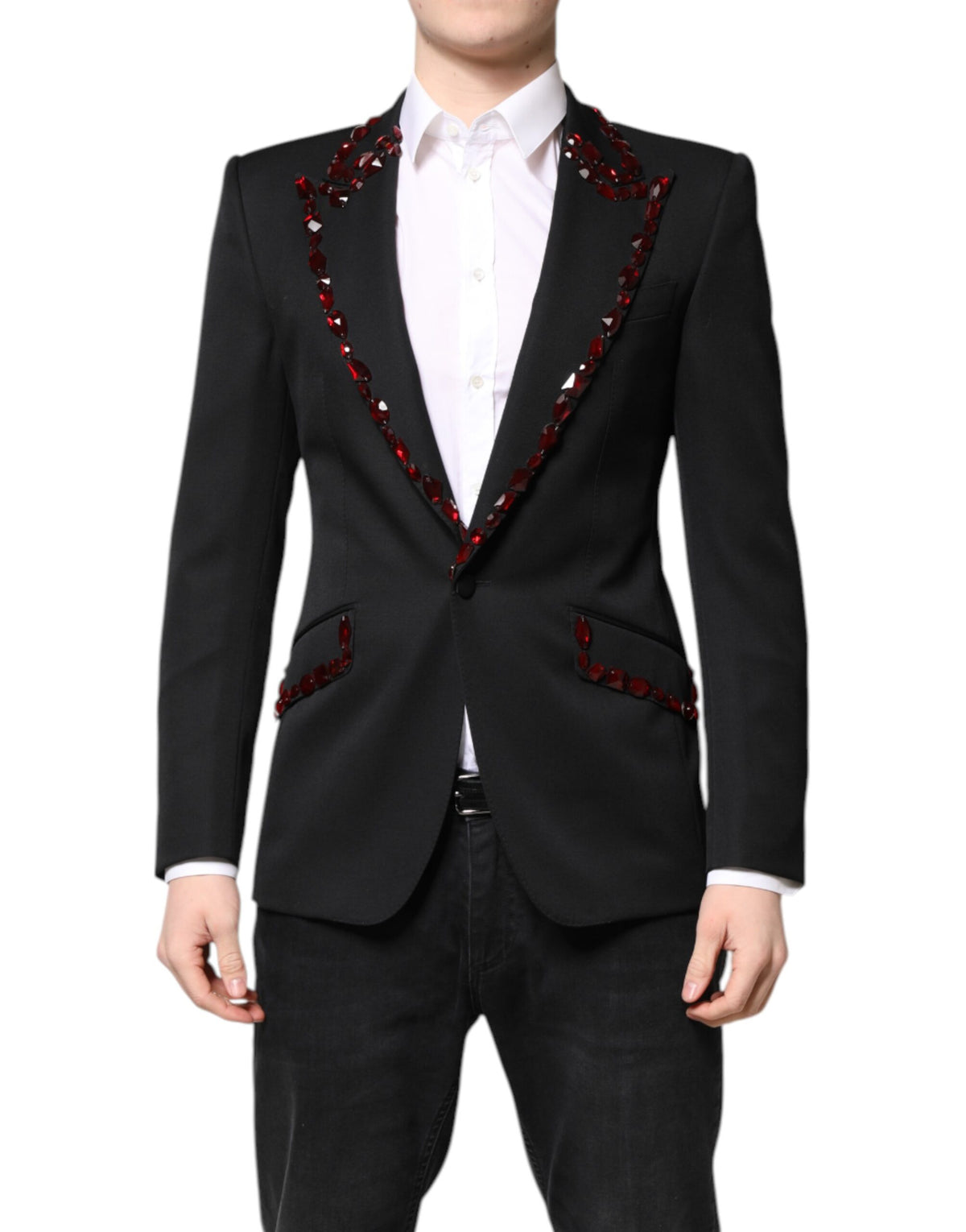 Dolce & Gabbana Black SICILIA CrystalEmbellished Coat Blazer