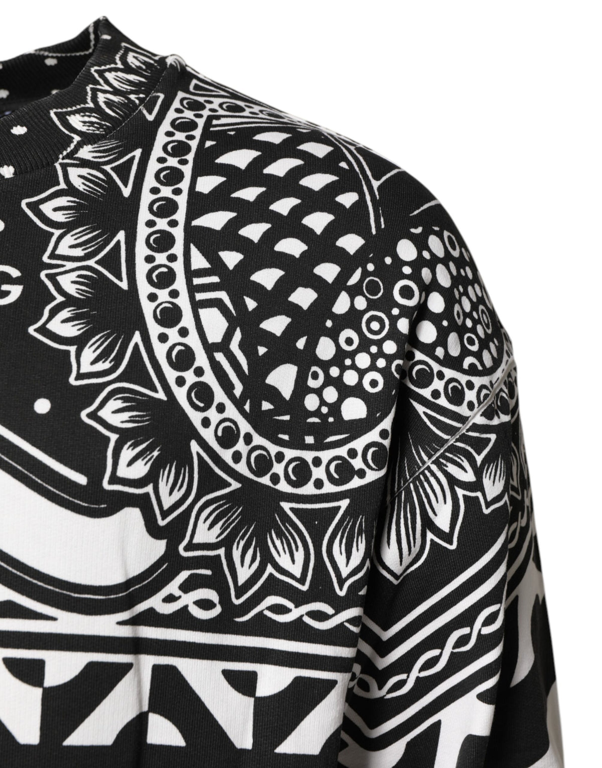 Dolce & Gabbana Black White Bandana Cotton Men Sweatshirt Sweater
