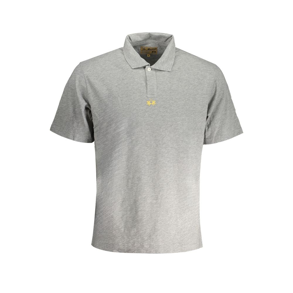La Martina Grigio Cotton Men Polo Shirt