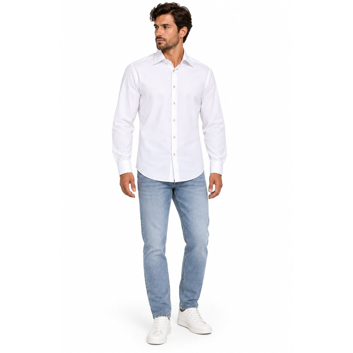 Kiton White Long Sleeve Cotton Shirt