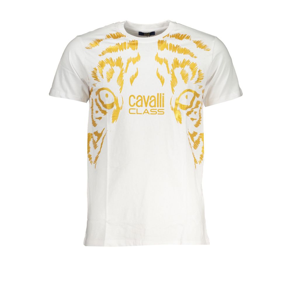 Cavalli Class Bianco Cotton Men T-Shirt