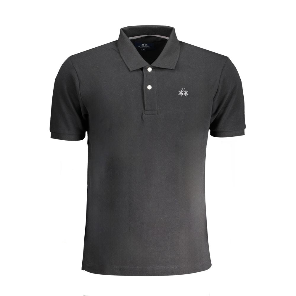 La Martina Black Cotton Men's Polo Shirt