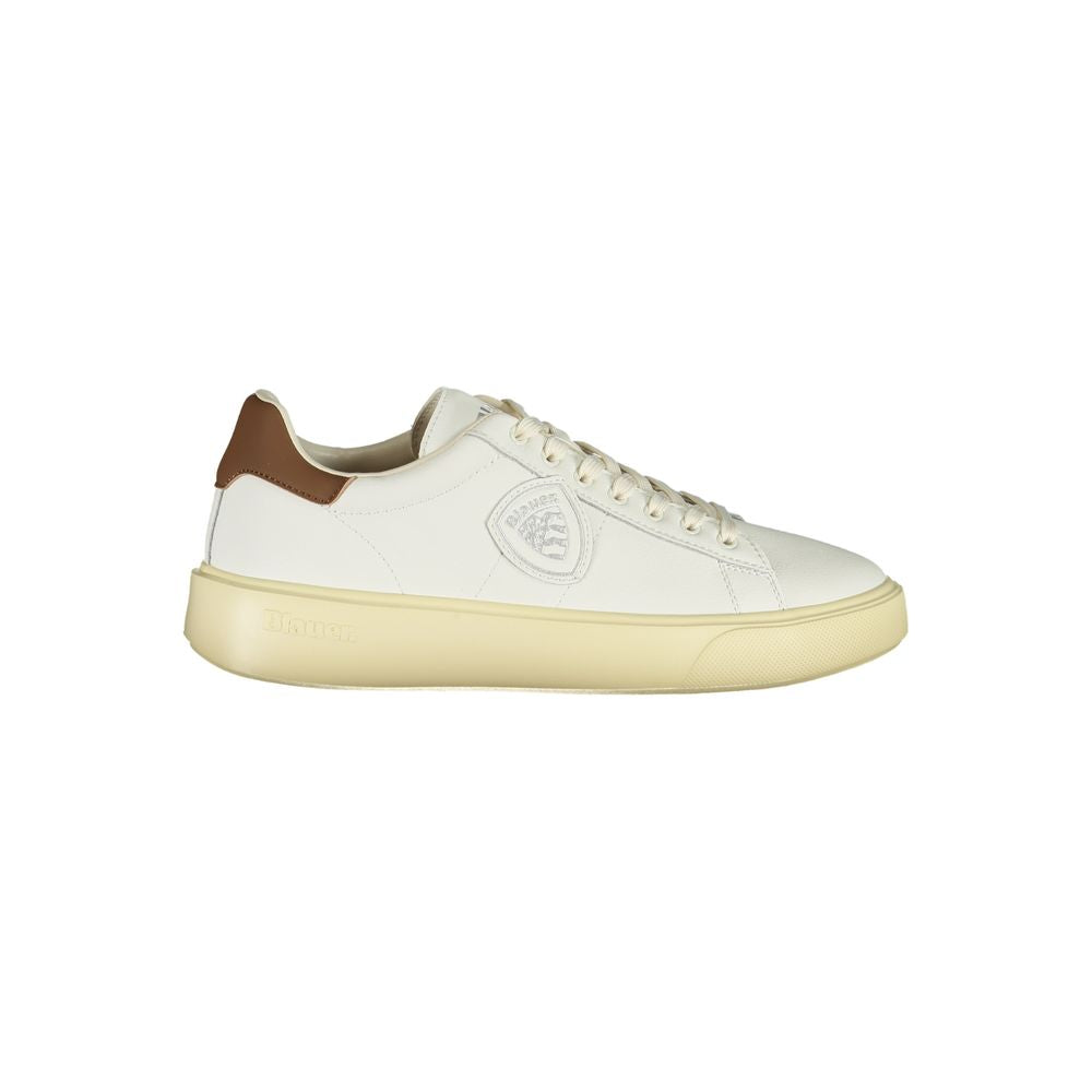 Blauer White Polyurethane Men Sneaker