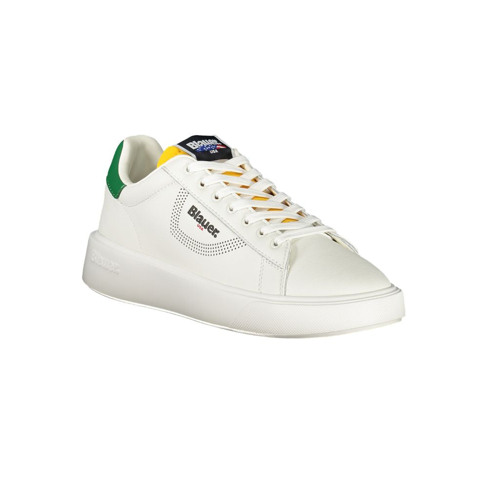 Blauer White Polyurethane Men Sneaker