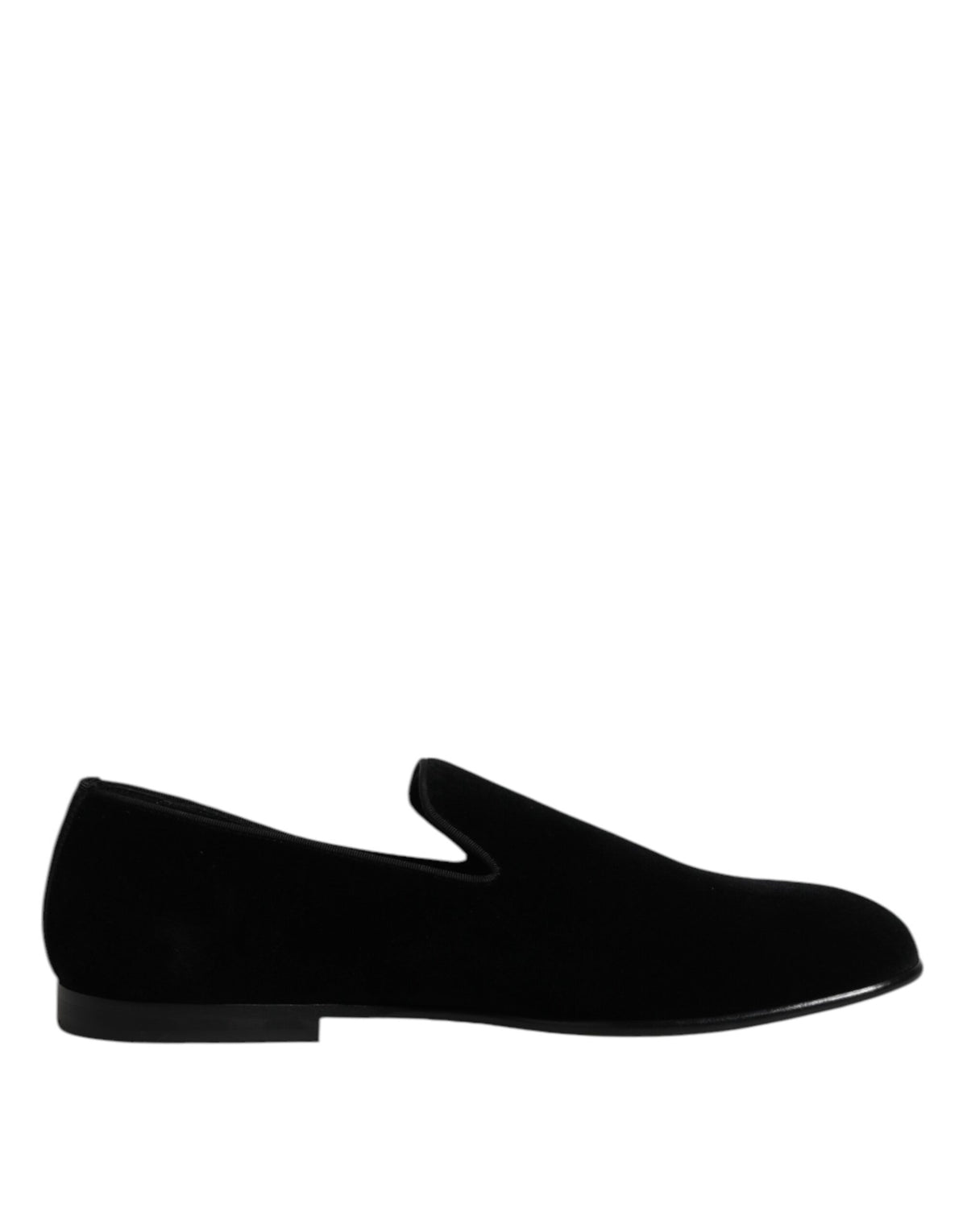 Dolce & Gabbana Black Velvet Slip On Loafers Formal Shoes