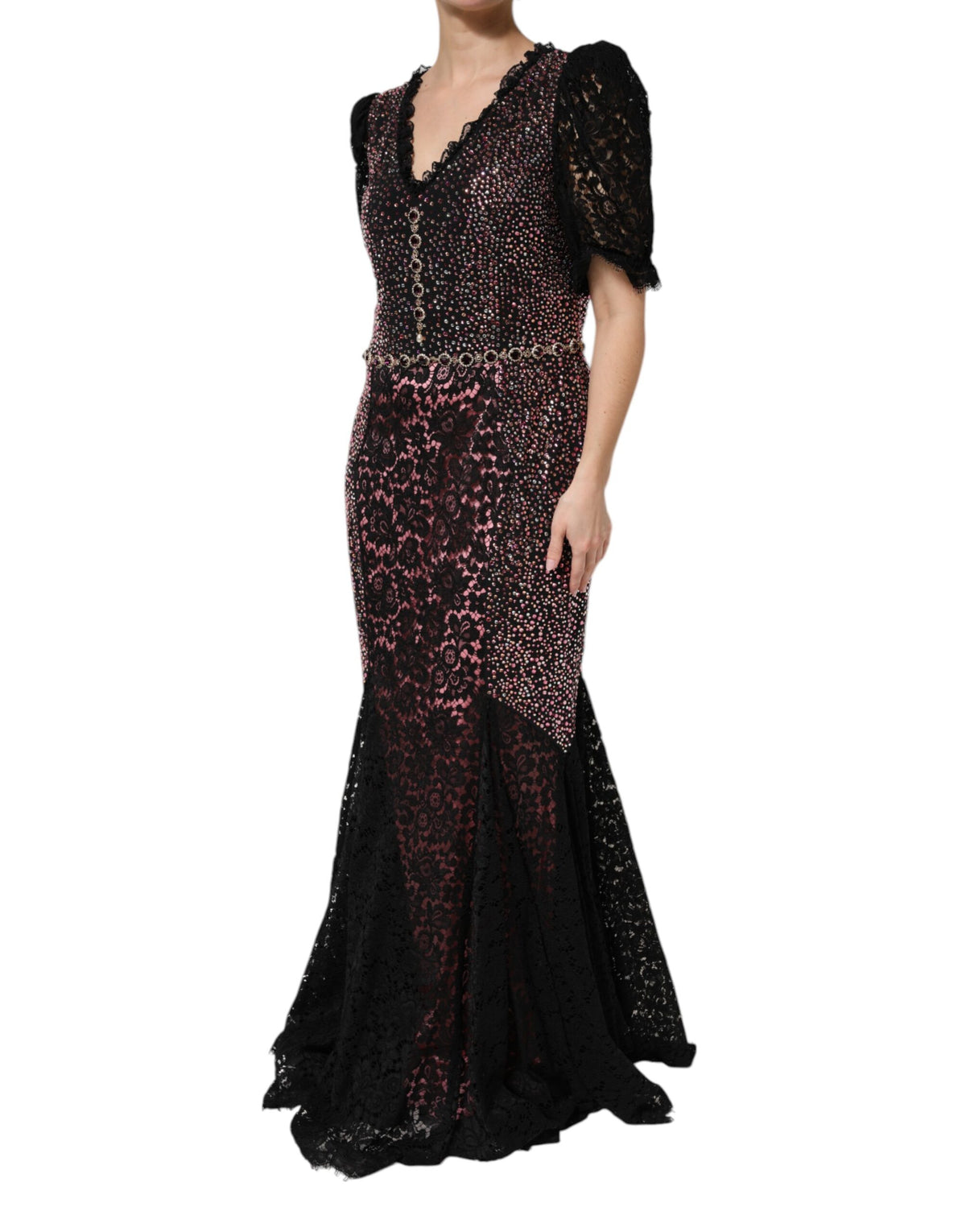 Dolce & Gabbana Multicolor Embellished Mermaid Gown Dress