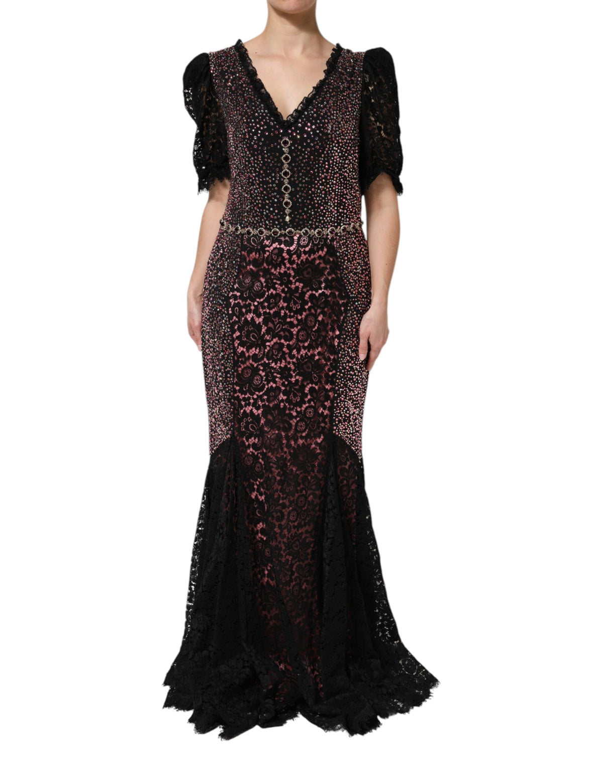 Dolce & Gabbana Multicolor Embellished Mermaid Gown Dress