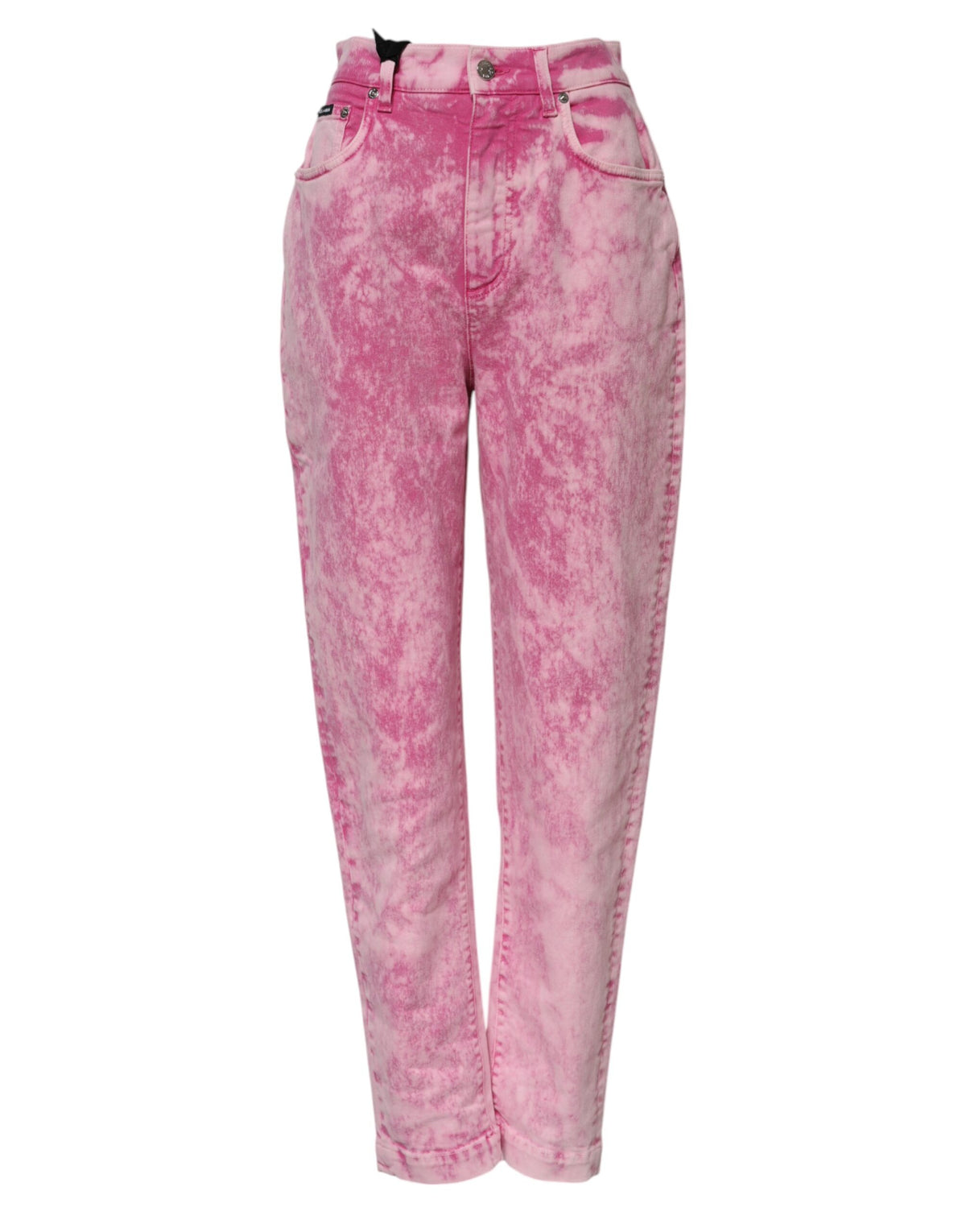 Dolce & Gabbana Pink Tie Dye High Waist Tapered Denim Jeans